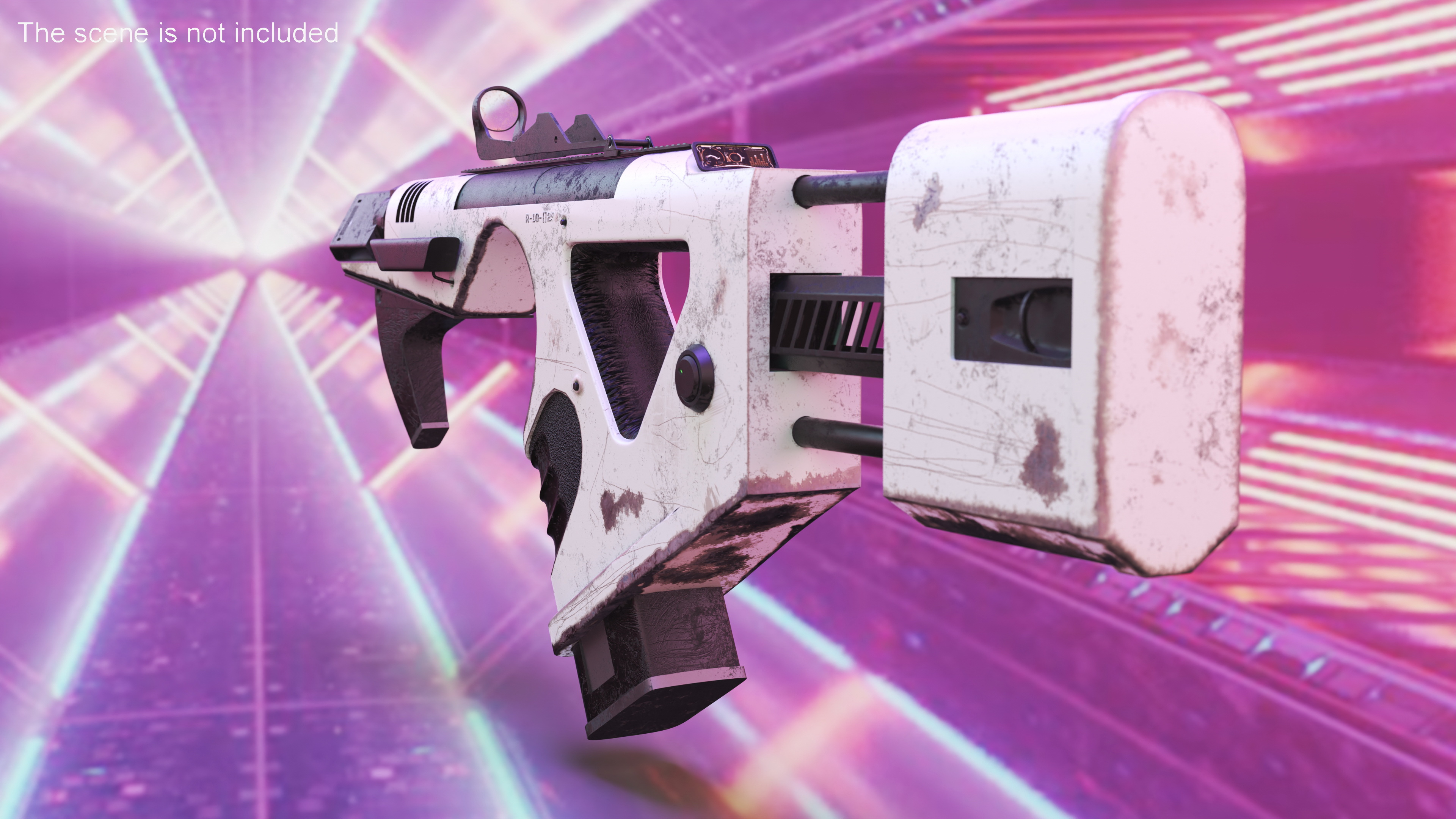 Futuristic PDW Old White 3D model