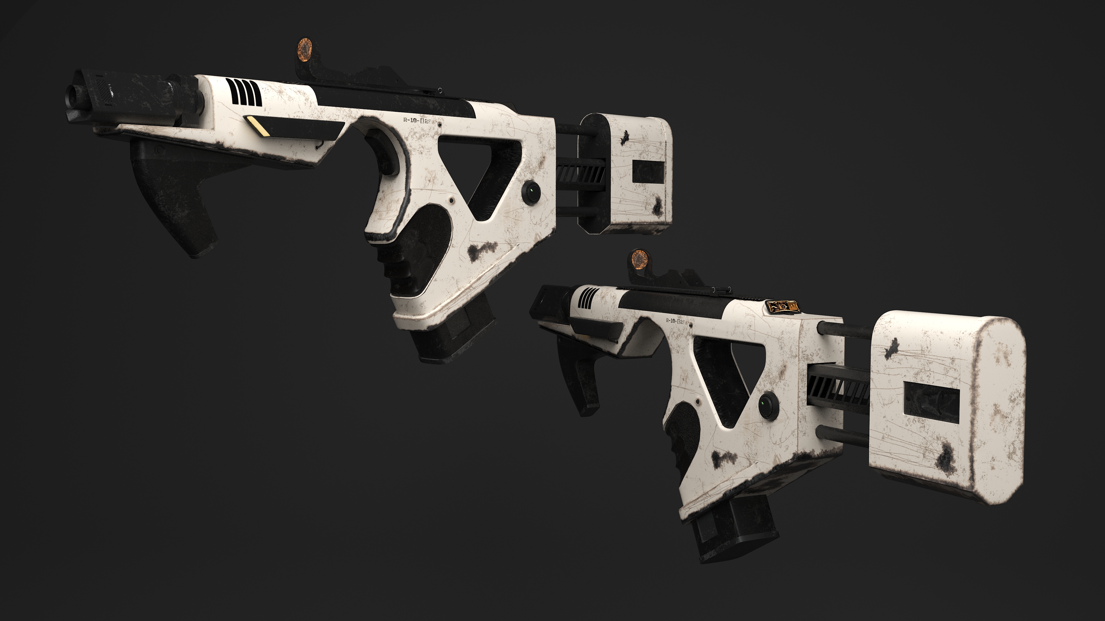 Futuristic PDW Old White 3D model