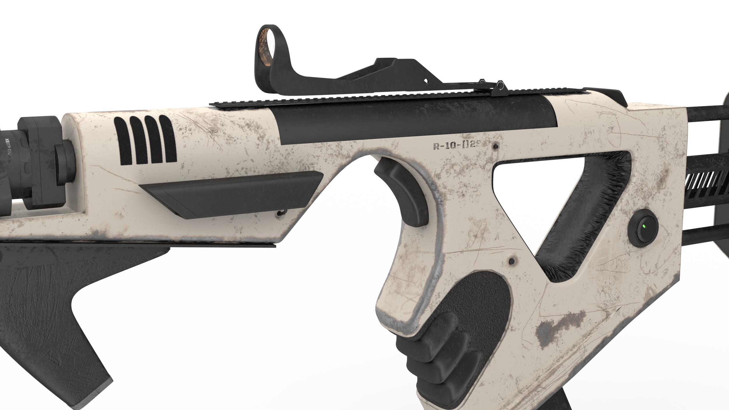 Futuristic PDW Old White 3D model