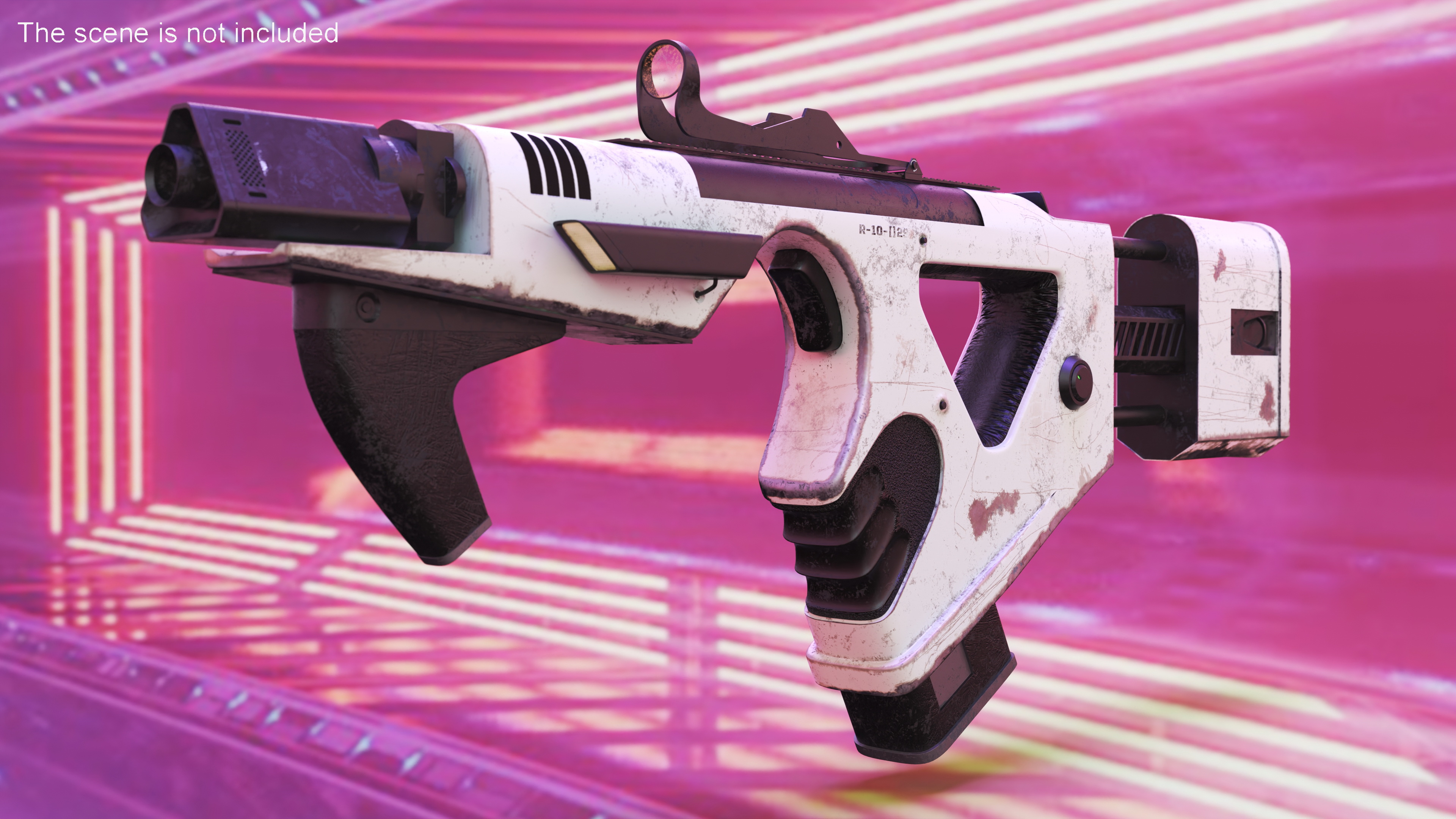 Futuristic PDW Old White 3D model