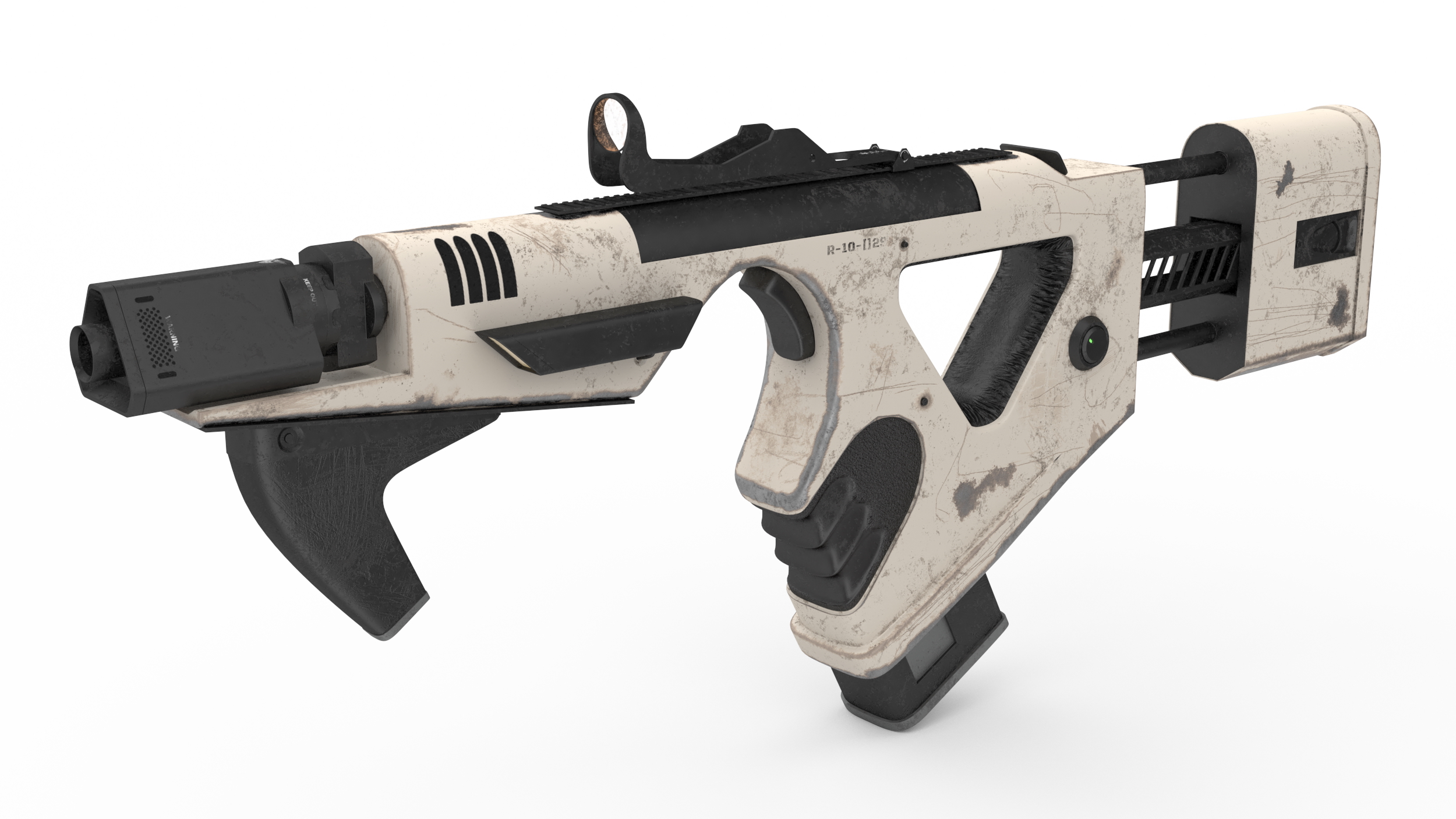 Futuristic PDW Old White 3D model
