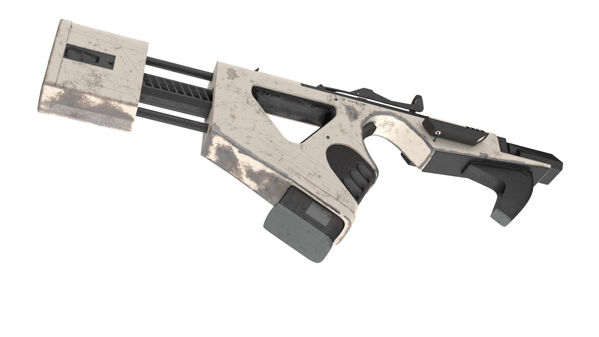 Futuristic PDW Old White 3D model