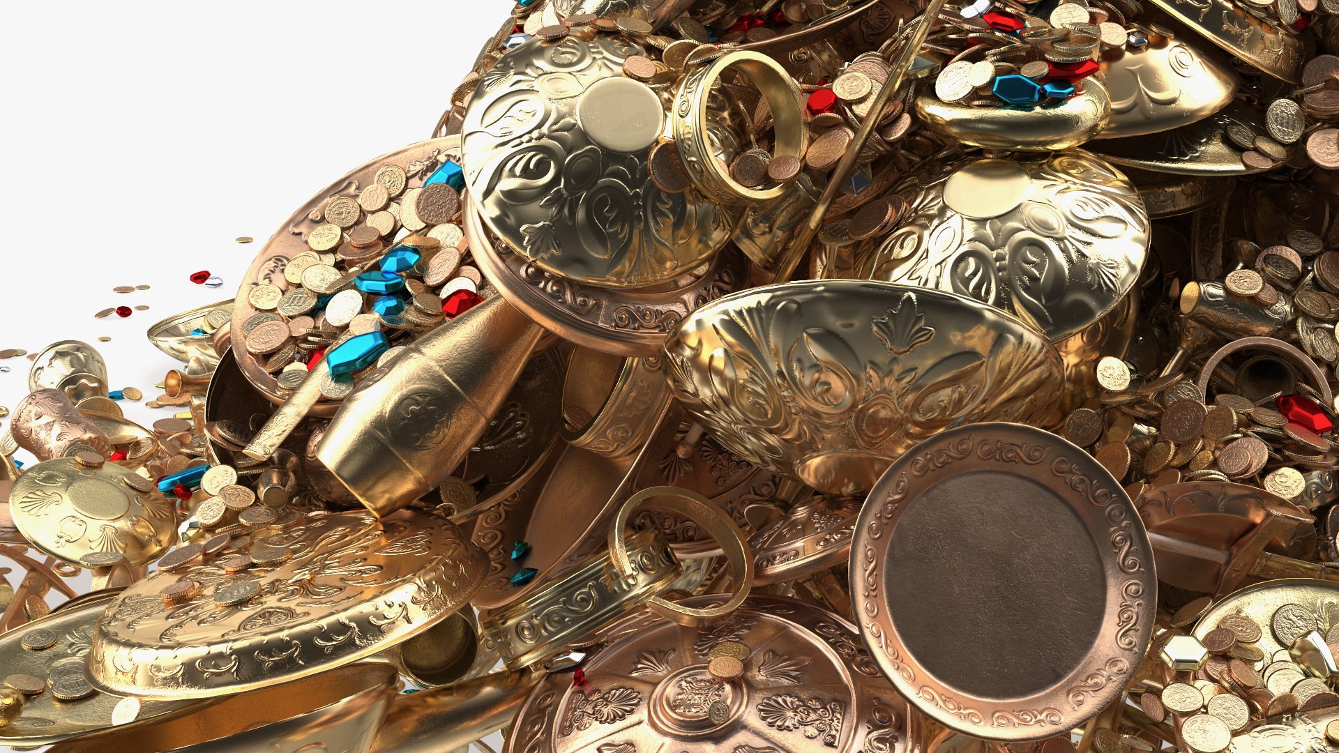 3D Dragon Guarding Treasures in Cave model