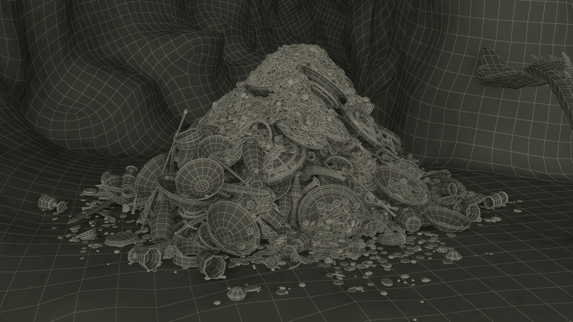 3D Dragon Guarding Treasures in Cave model