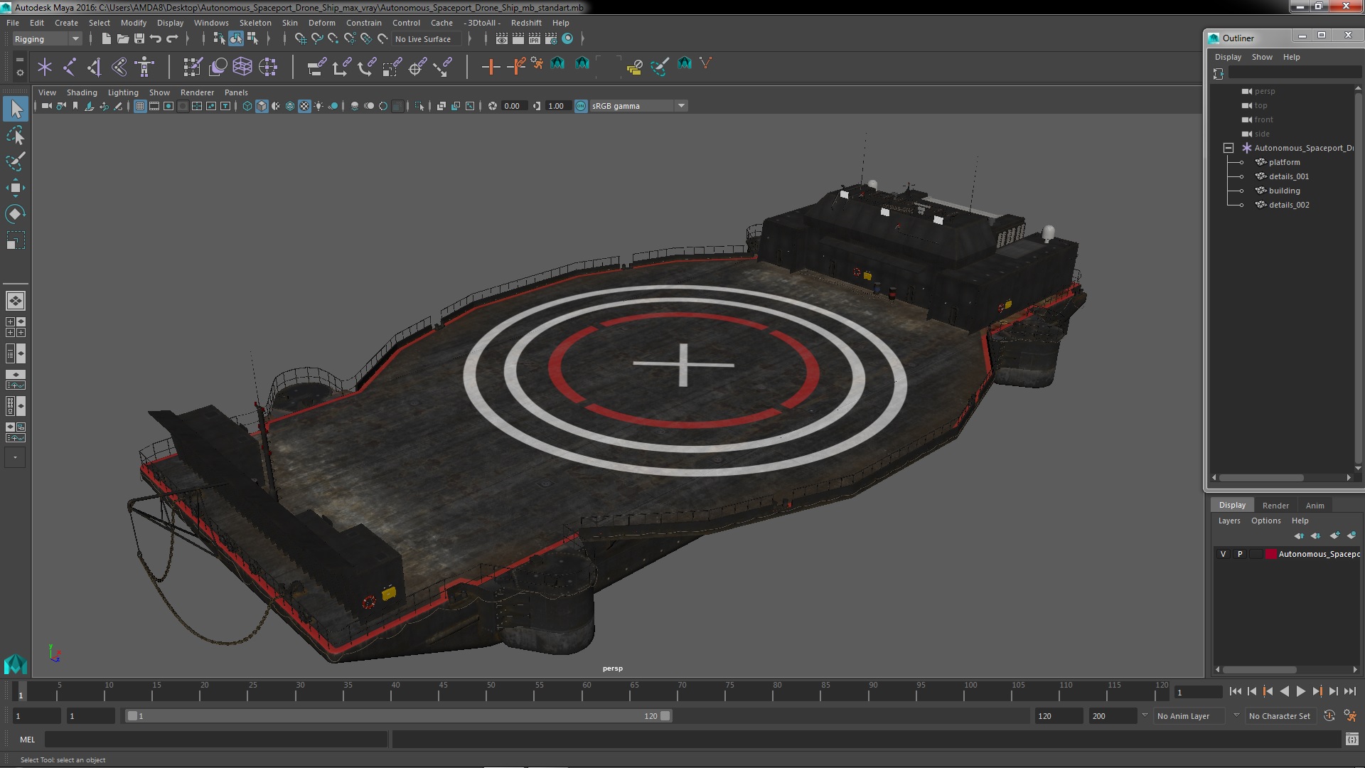 3D Autonomous Spaceport Drone Ship
