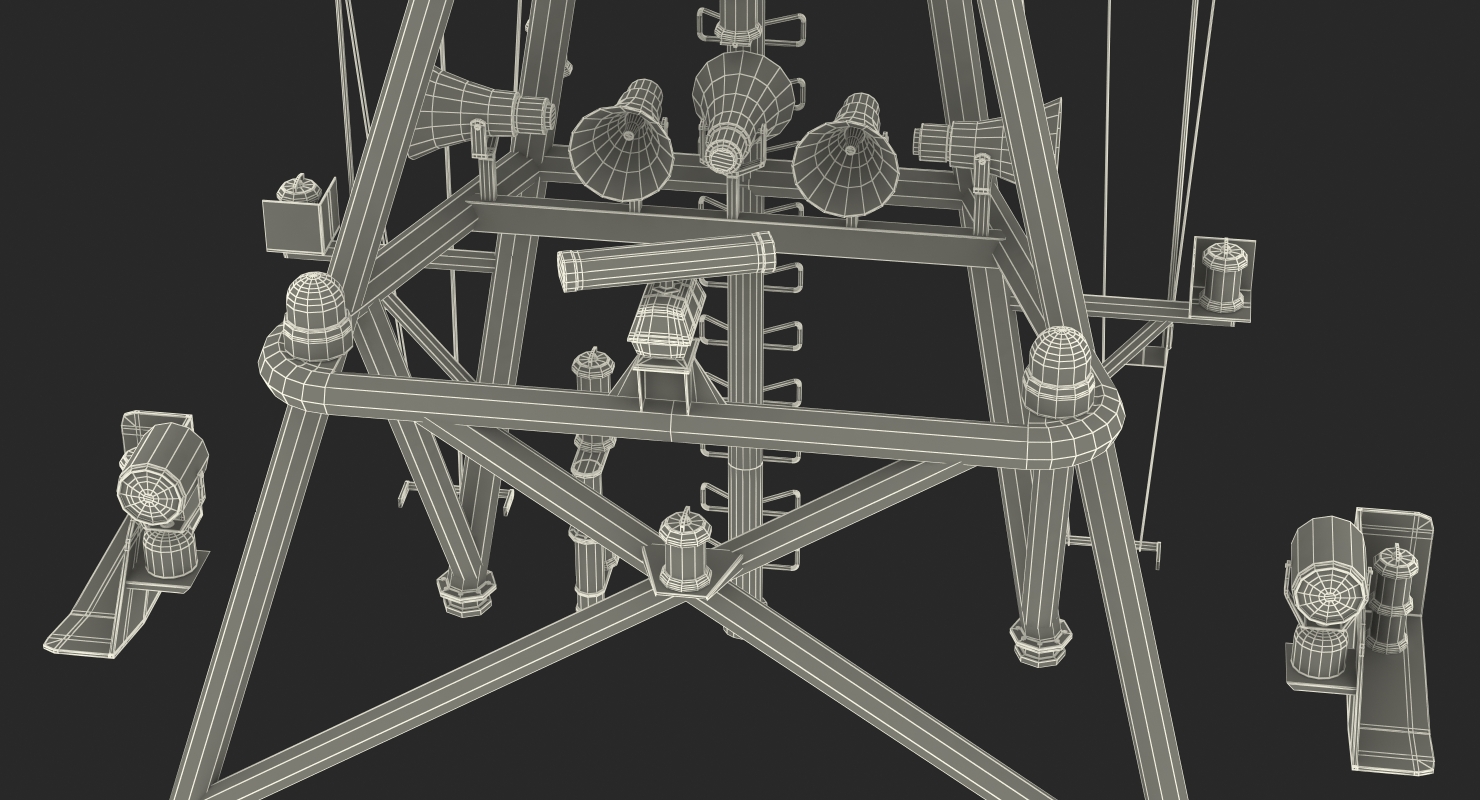 3D Ship Mast with Radar Scanner model