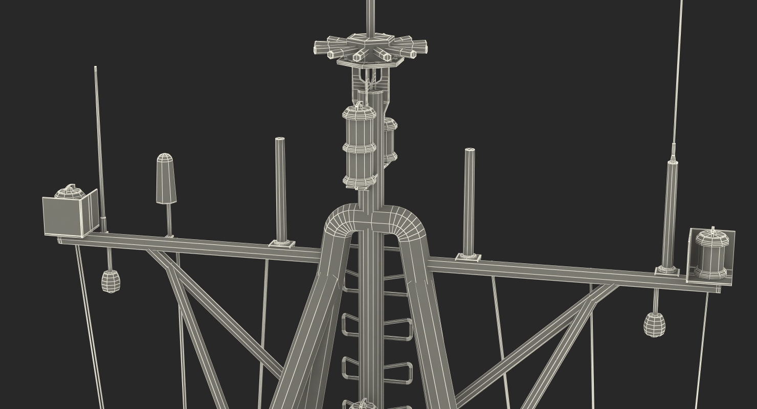 3D Ship Mast with Radar Scanner model