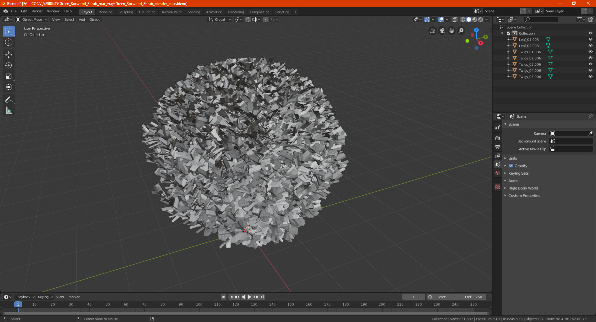 Green Boxwood Shrub 3D model