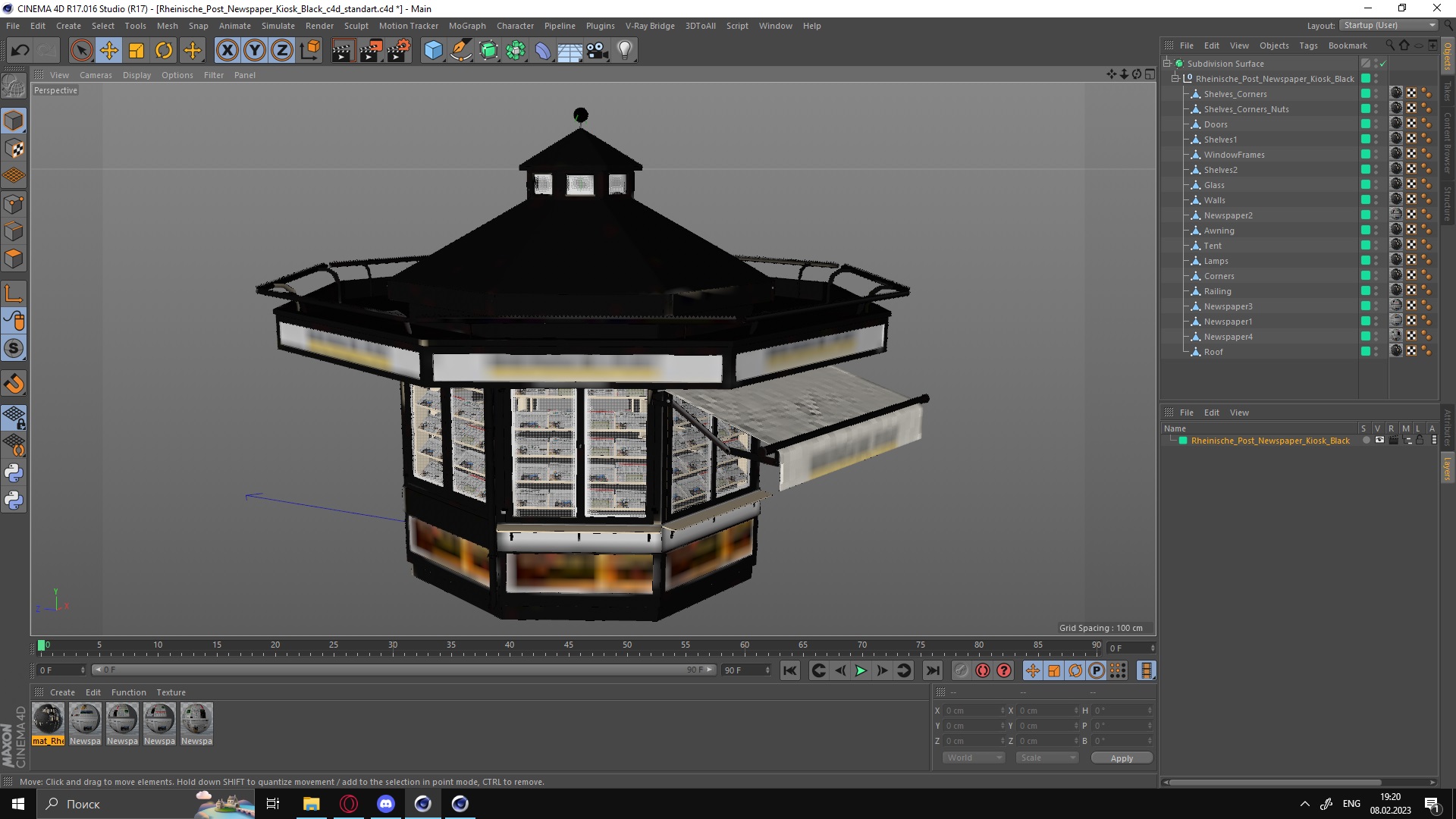 Rheinische Post Newspaper Kiosk Black 3D