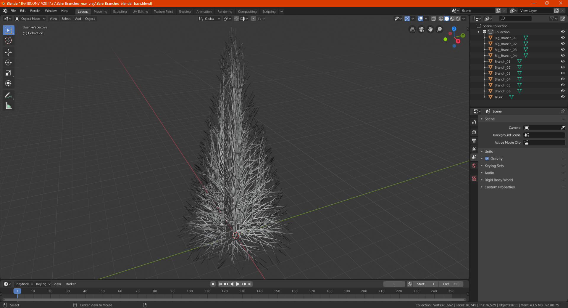 3D Bare Branches model