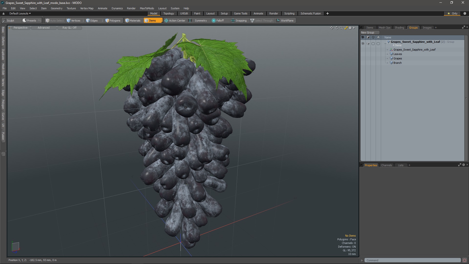3D Grapes Sweet Sapphire with Leaf