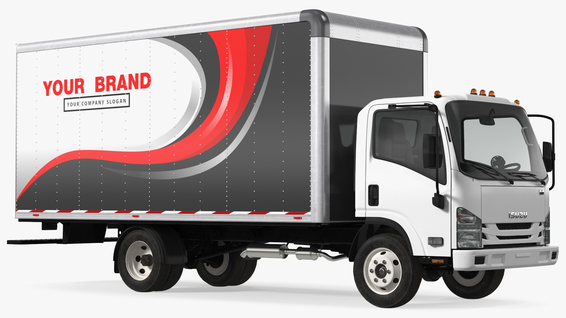 Box Truck Isuzu NPR 2018 Rigged Your Brand 3D