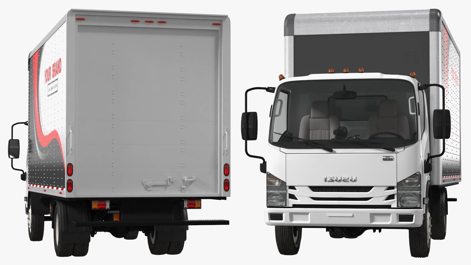 Box Truck Isuzu NPR 2018 Rigged Your Brand 3D