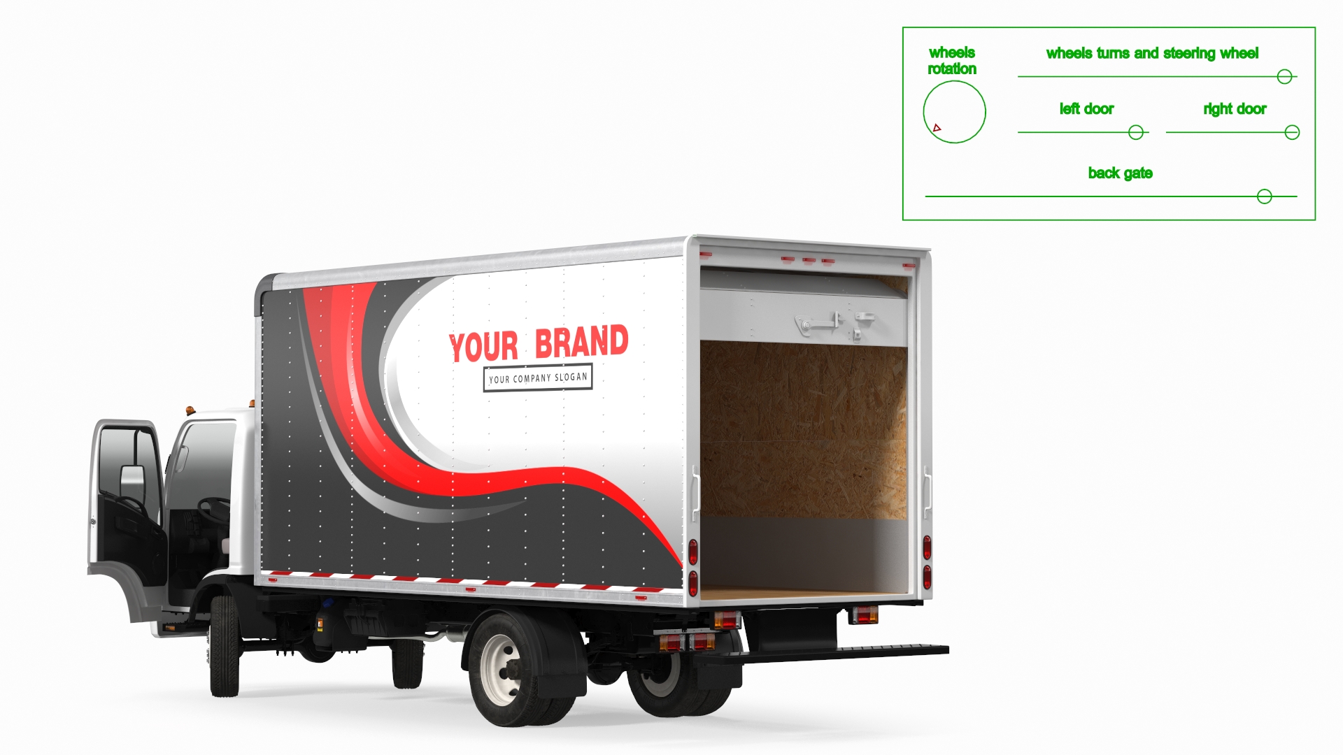 Box Truck Isuzu NPR 2018 Rigged Your Brand 3D