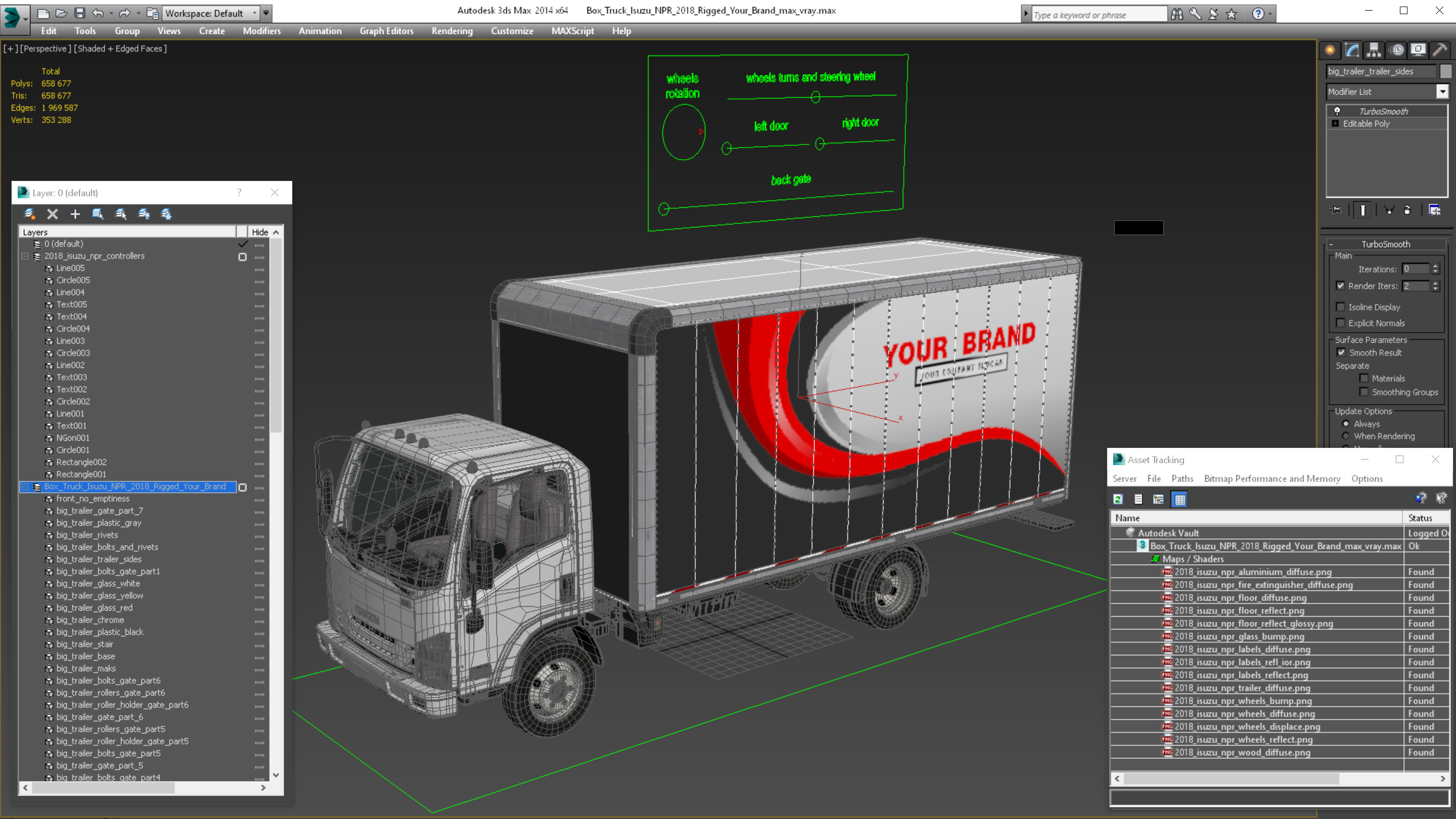 Box Truck Isuzu NPR 2018 Rigged Your Brand 3D