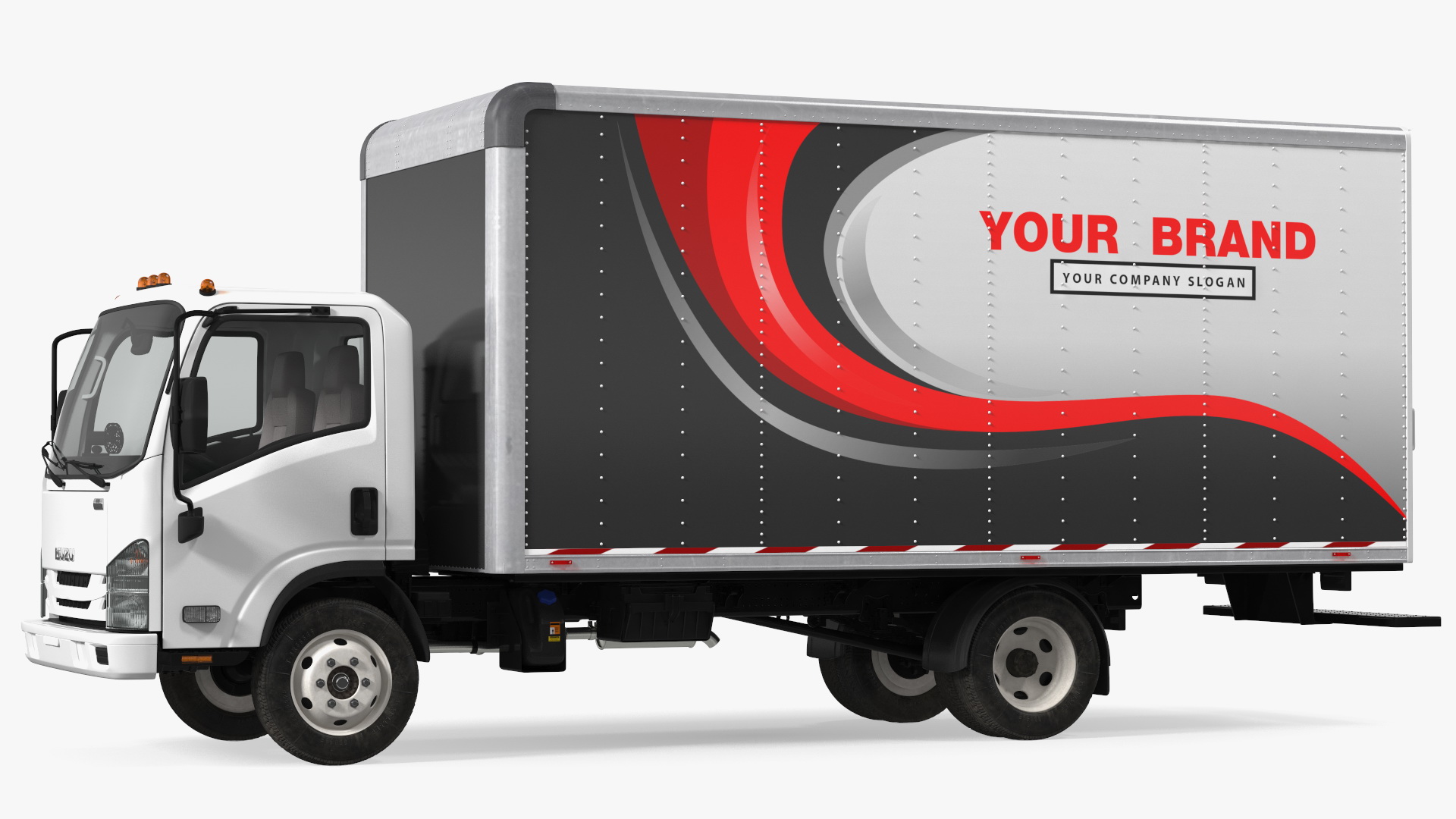 Box Truck Isuzu NPR 2018 Rigged Your Brand 3D