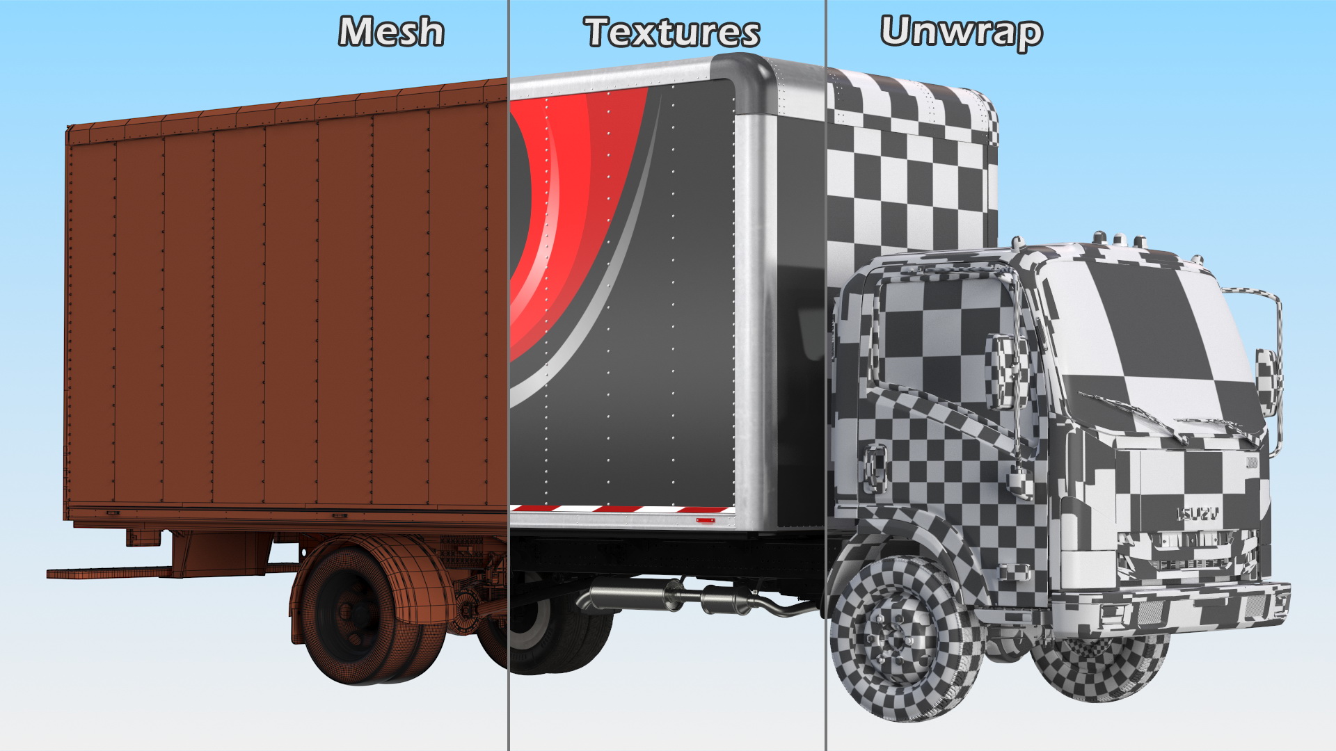Box Truck Isuzu NPR 2018 Rigged Your Brand 3D