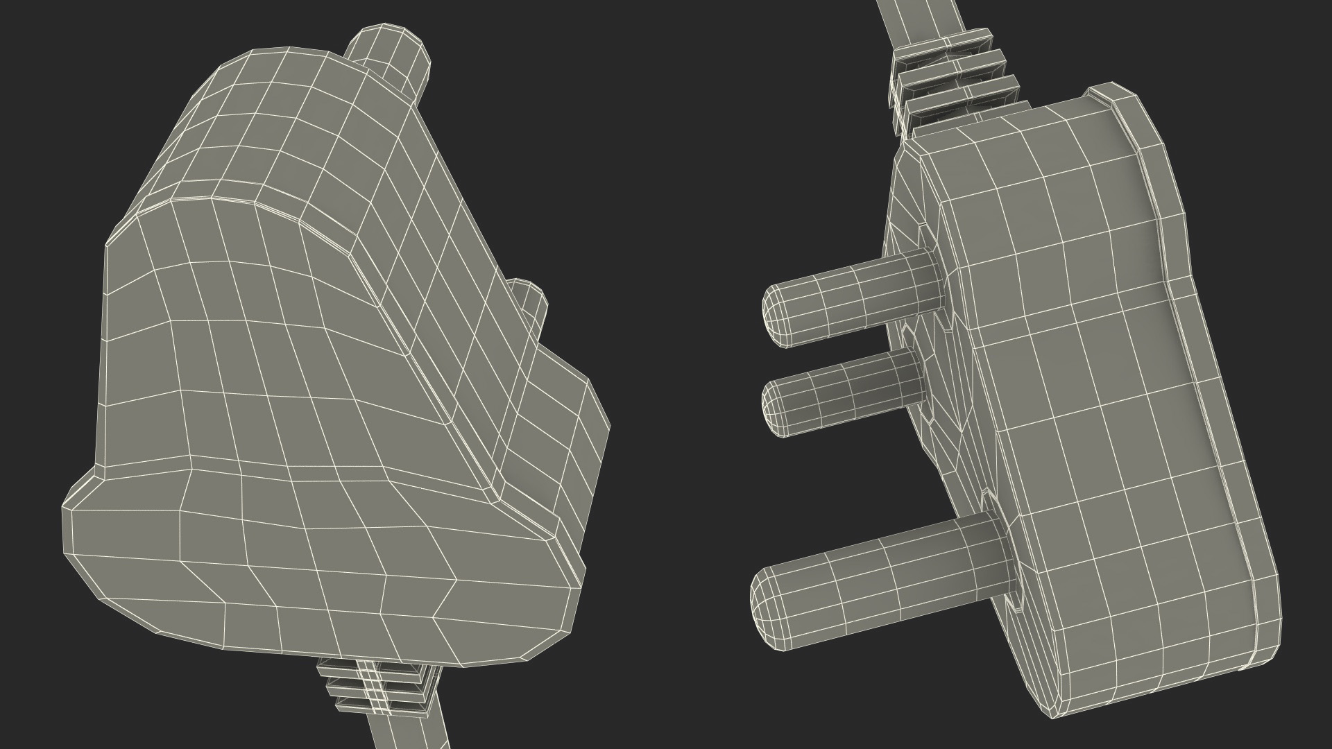 3D Type D Electric Plug White Rigged model