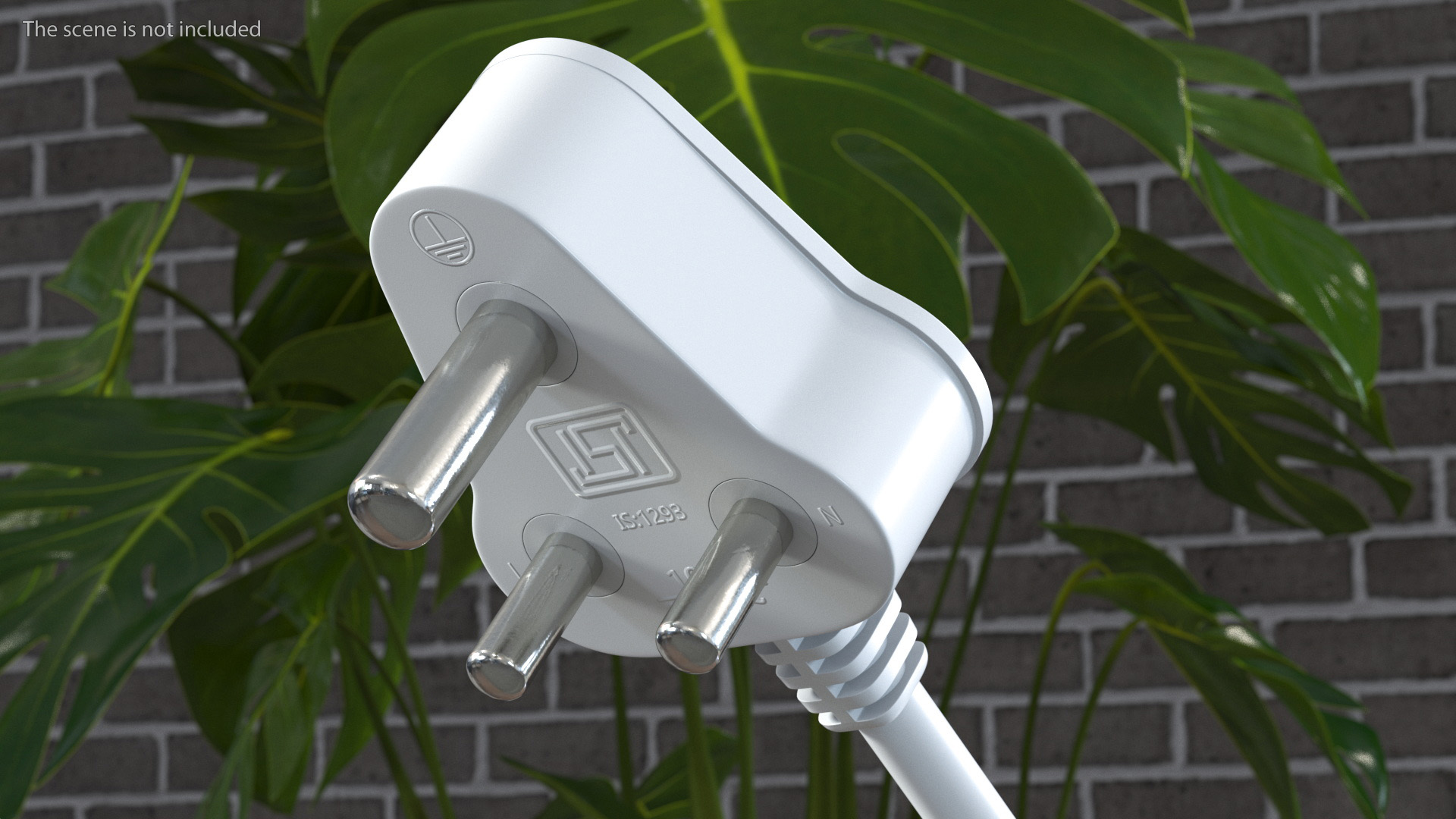 3D Type D Electric Plug White Rigged model
