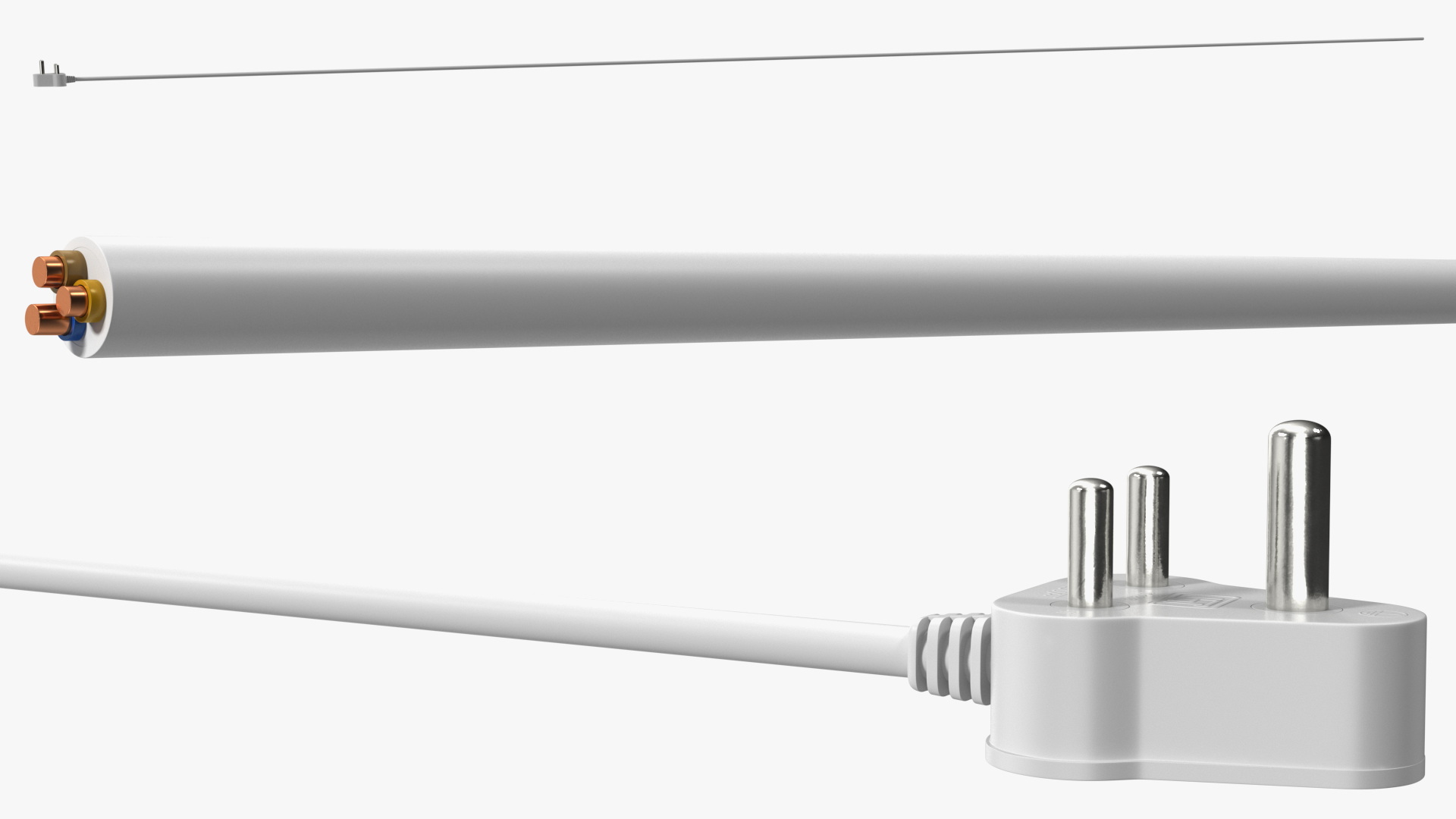 3D Type D Electric Plug White Rigged model