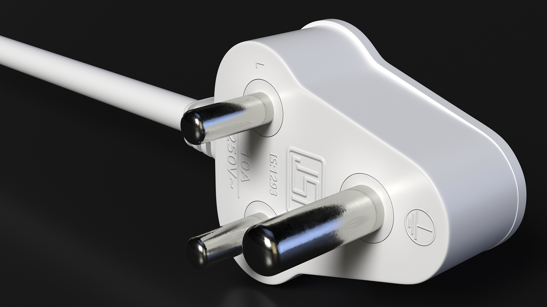 3D Type D Electric Plug White Rigged model
