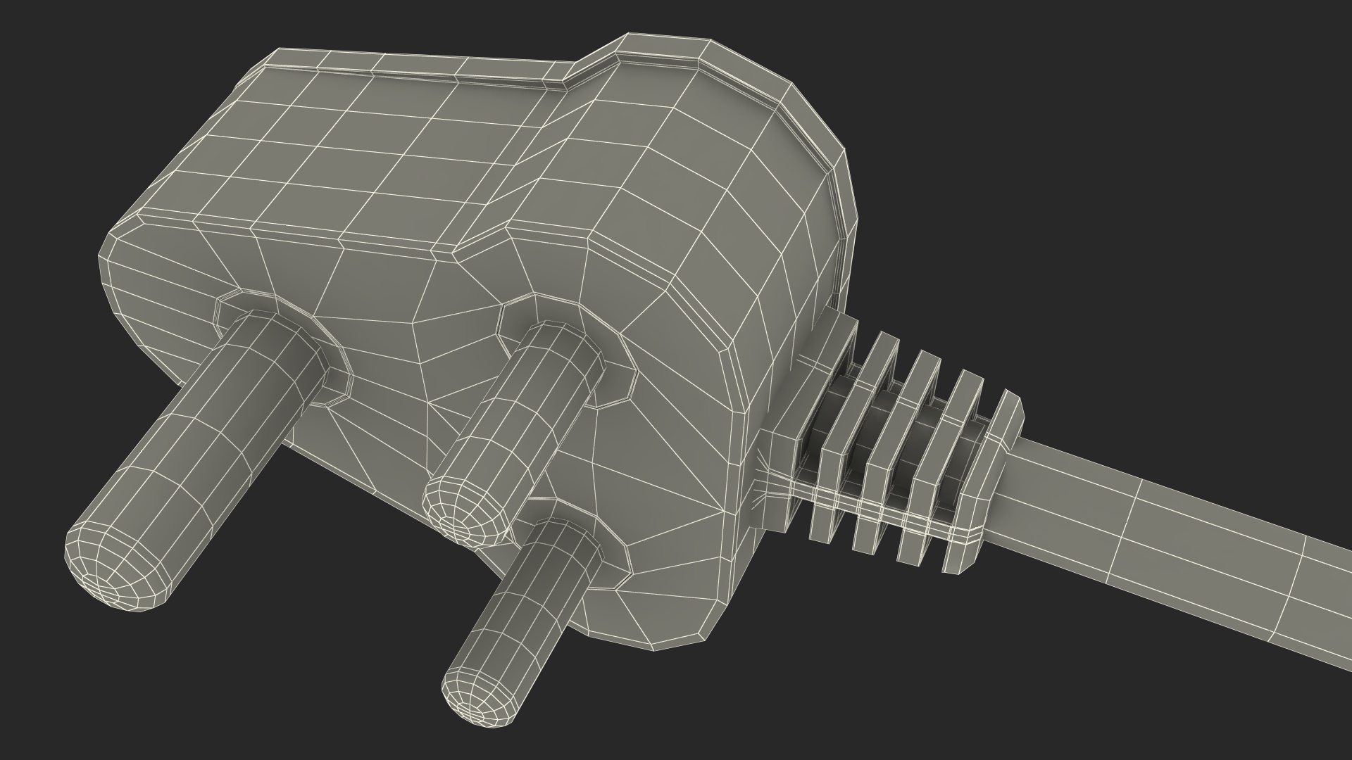 3D Type D Electric Plug White Rigged model