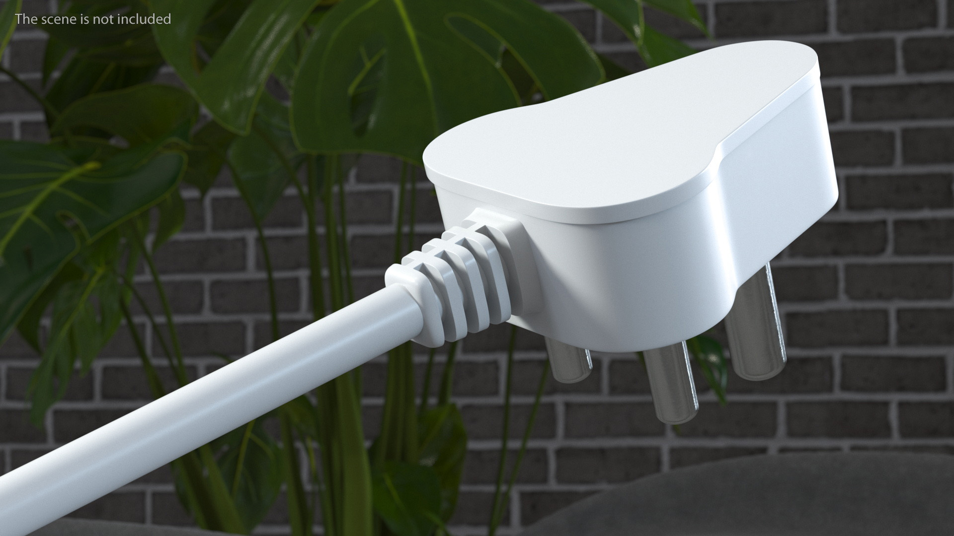 3D Type D Electric Plug White Rigged model