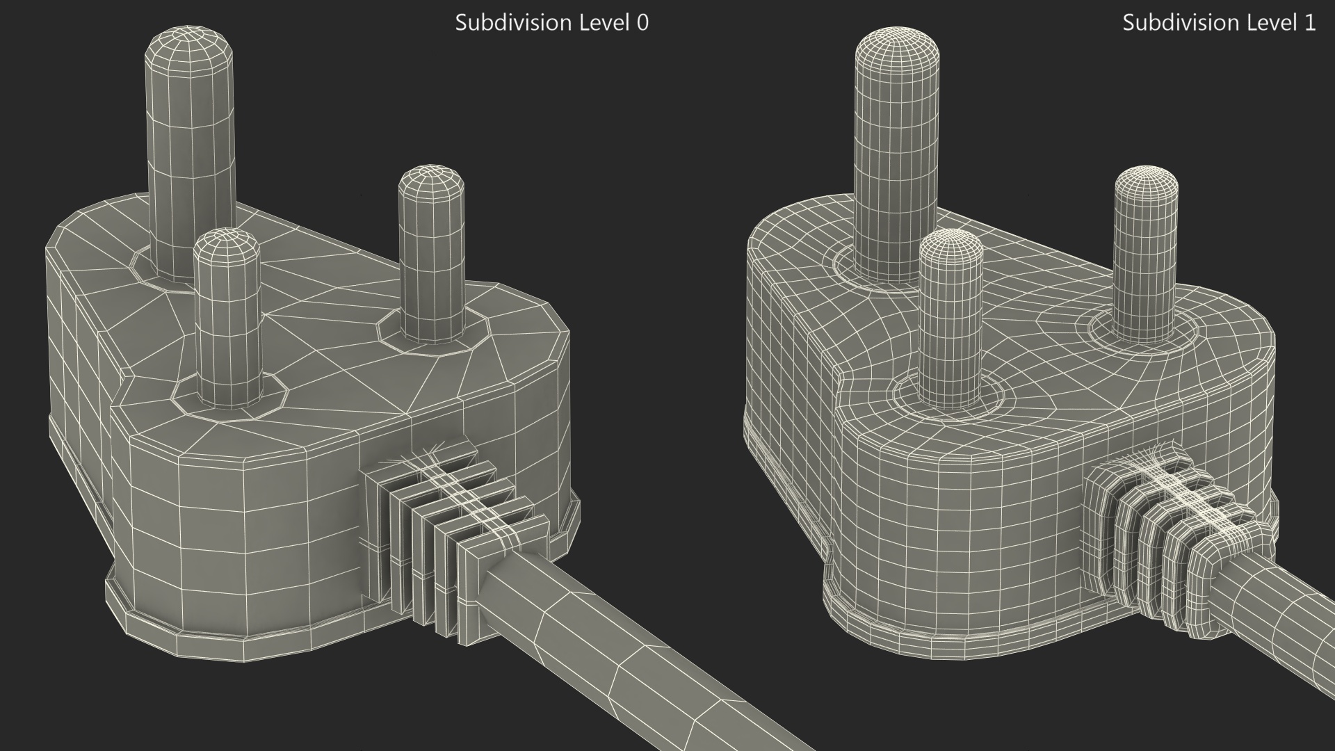 3D Type D Electric Plug White Rigged model