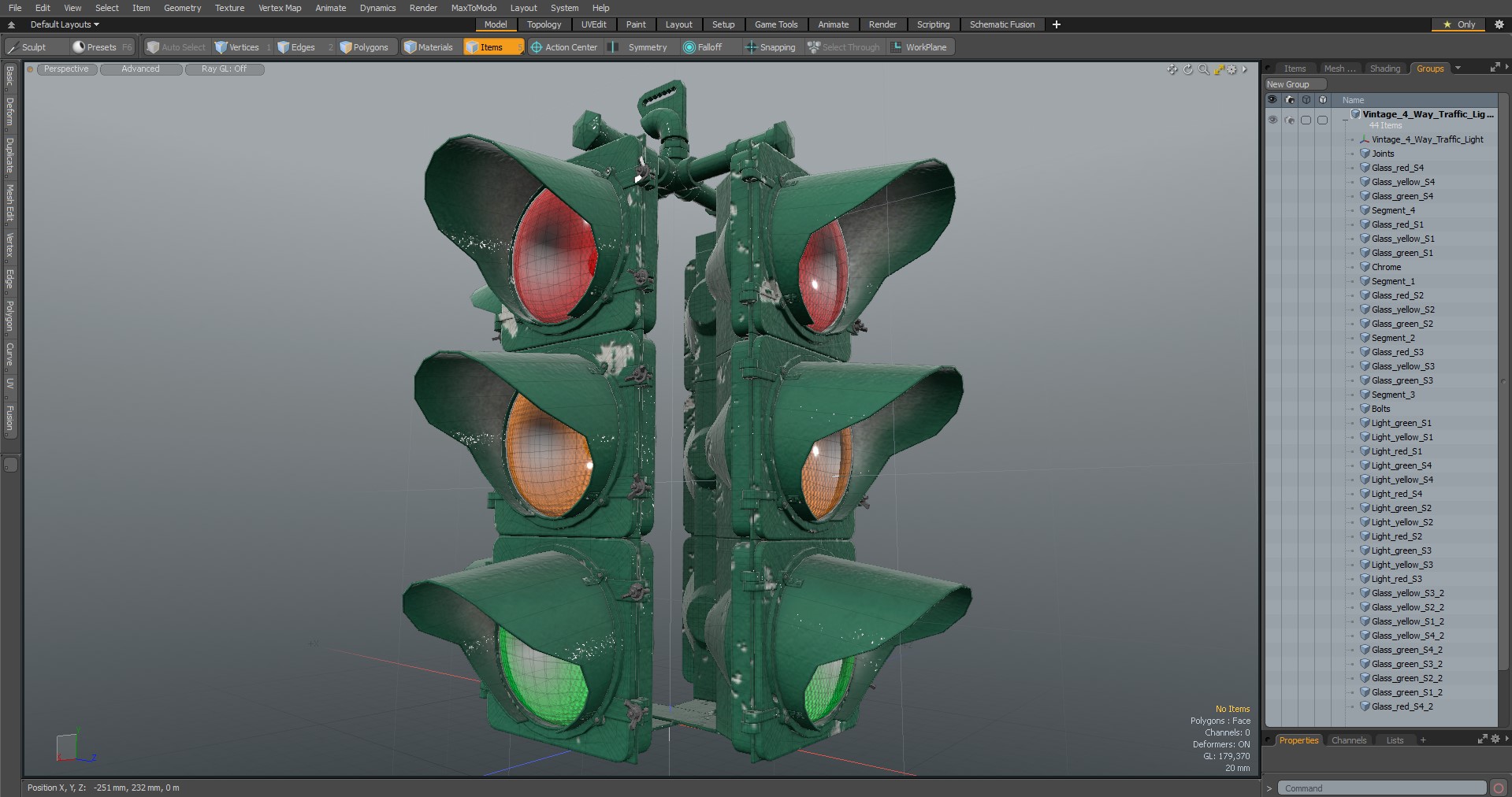 Vintage 4 Way Traffic Light 3D