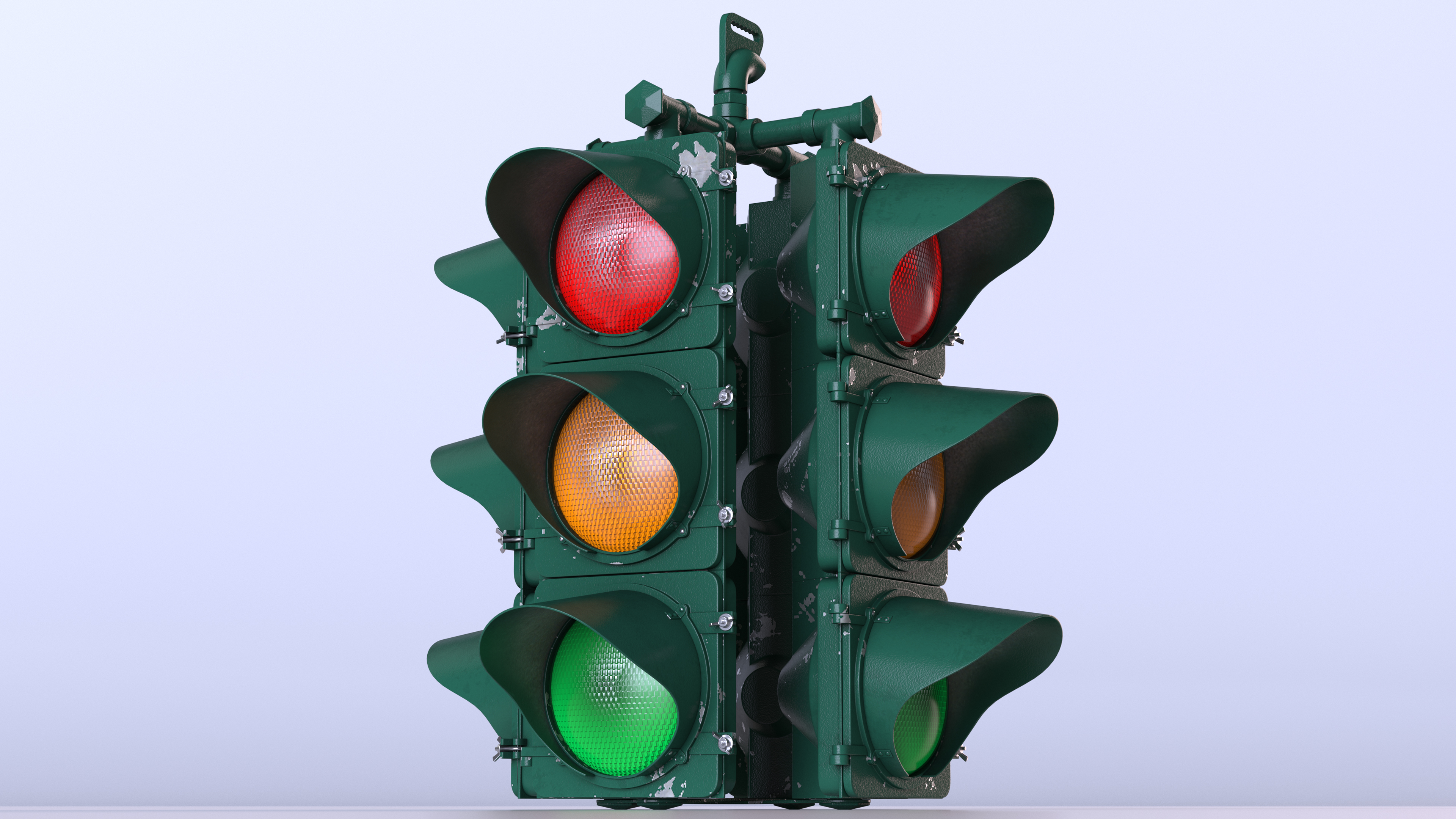 Vintage 4 Way Traffic Light 3D