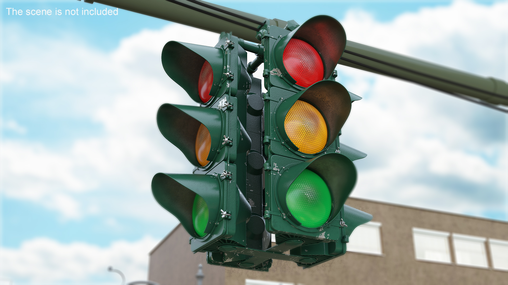 Vintage 4 Way Traffic Light 3D