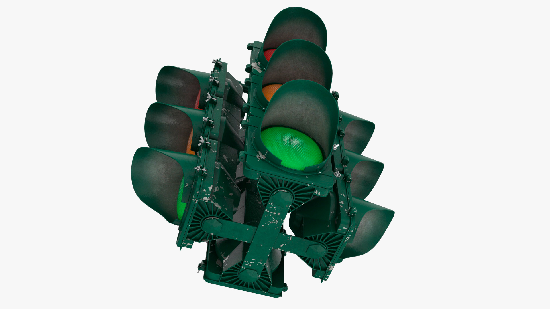 Vintage 4 Way Traffic Light 3D