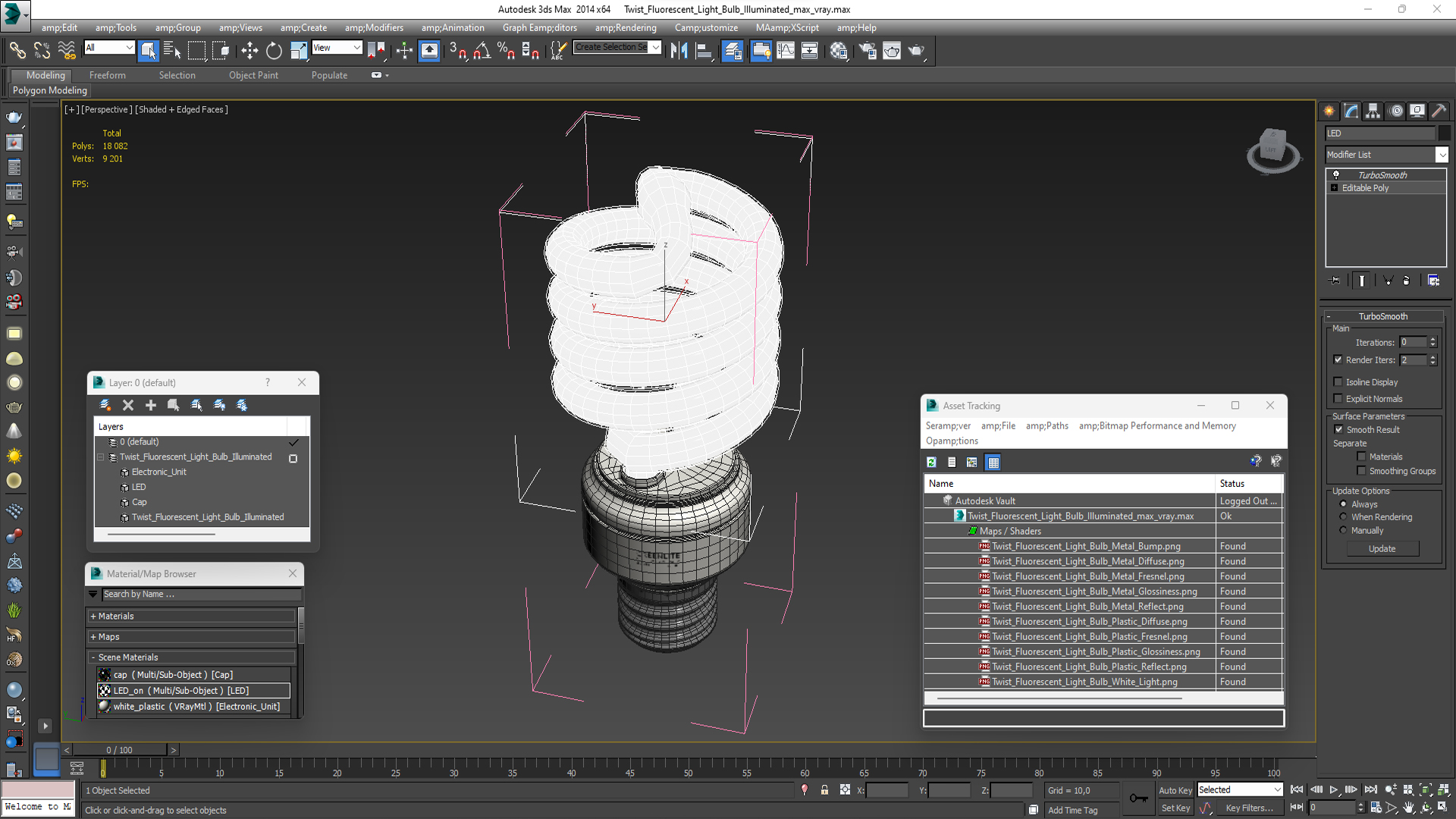 3D model Twist Fluorescent Light Bulb Illuminated