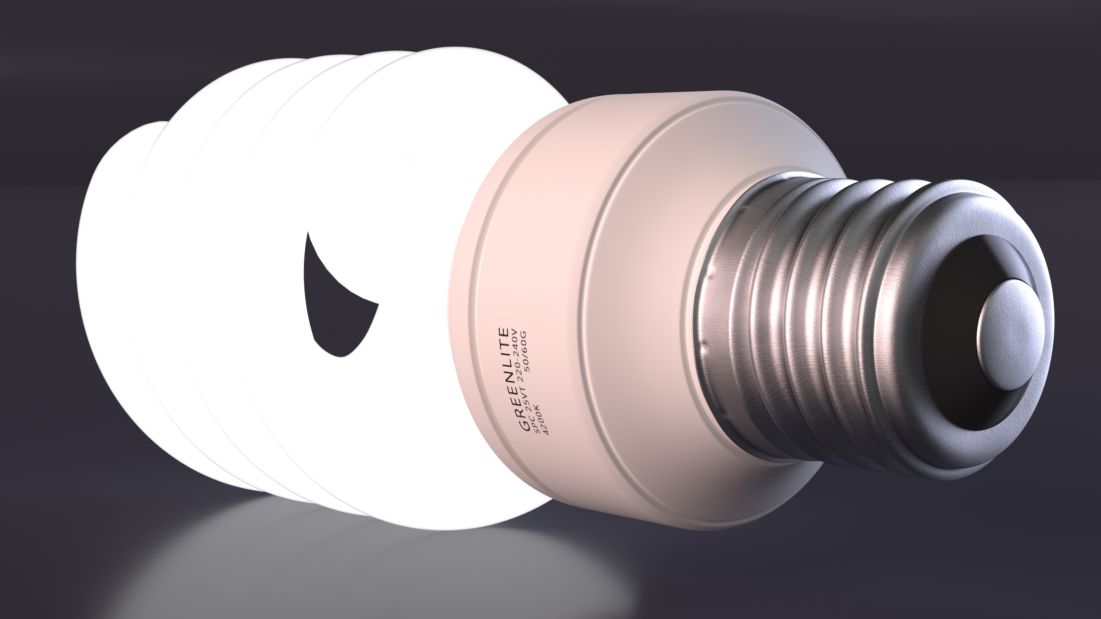 3D model Twist Fluorescent Light Bulb Illuminated