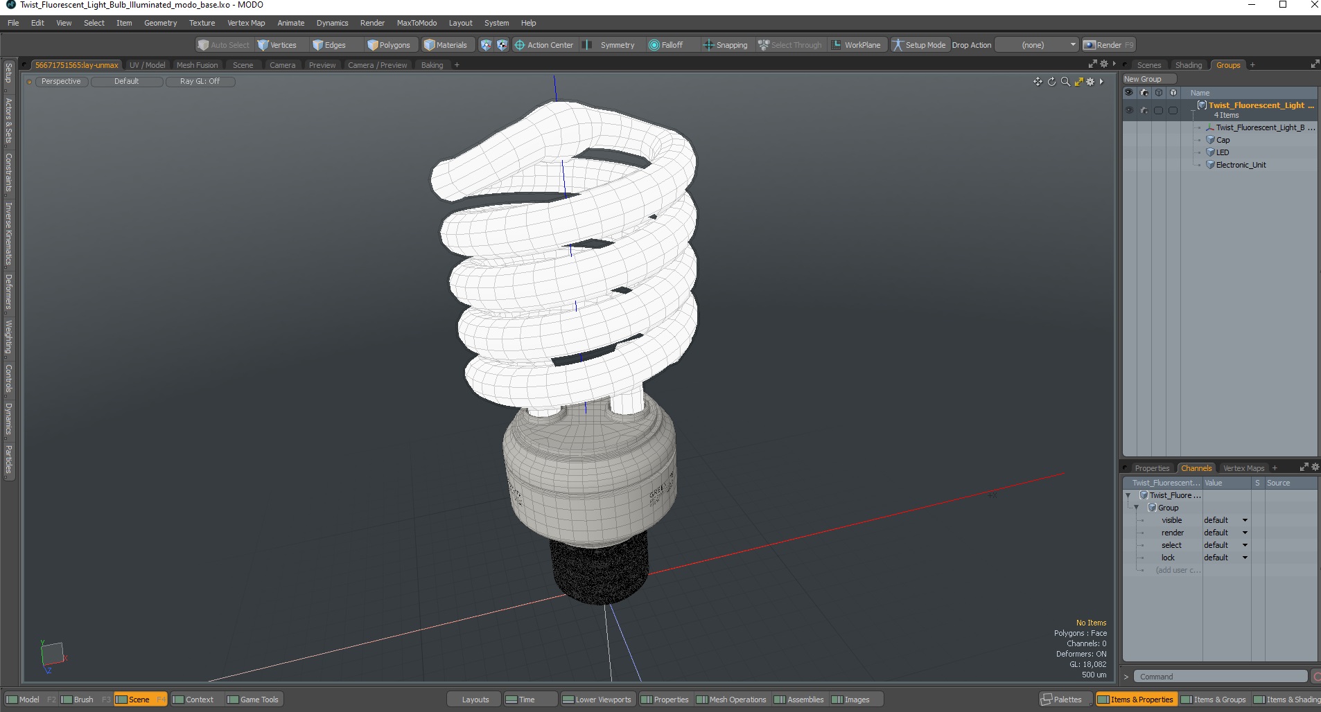 3D model Twist Fluorescent Light Bulb Illuminated