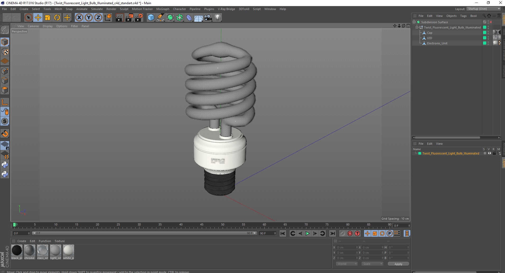 3D model Twist Fluorescent Light Bulb Illuminated