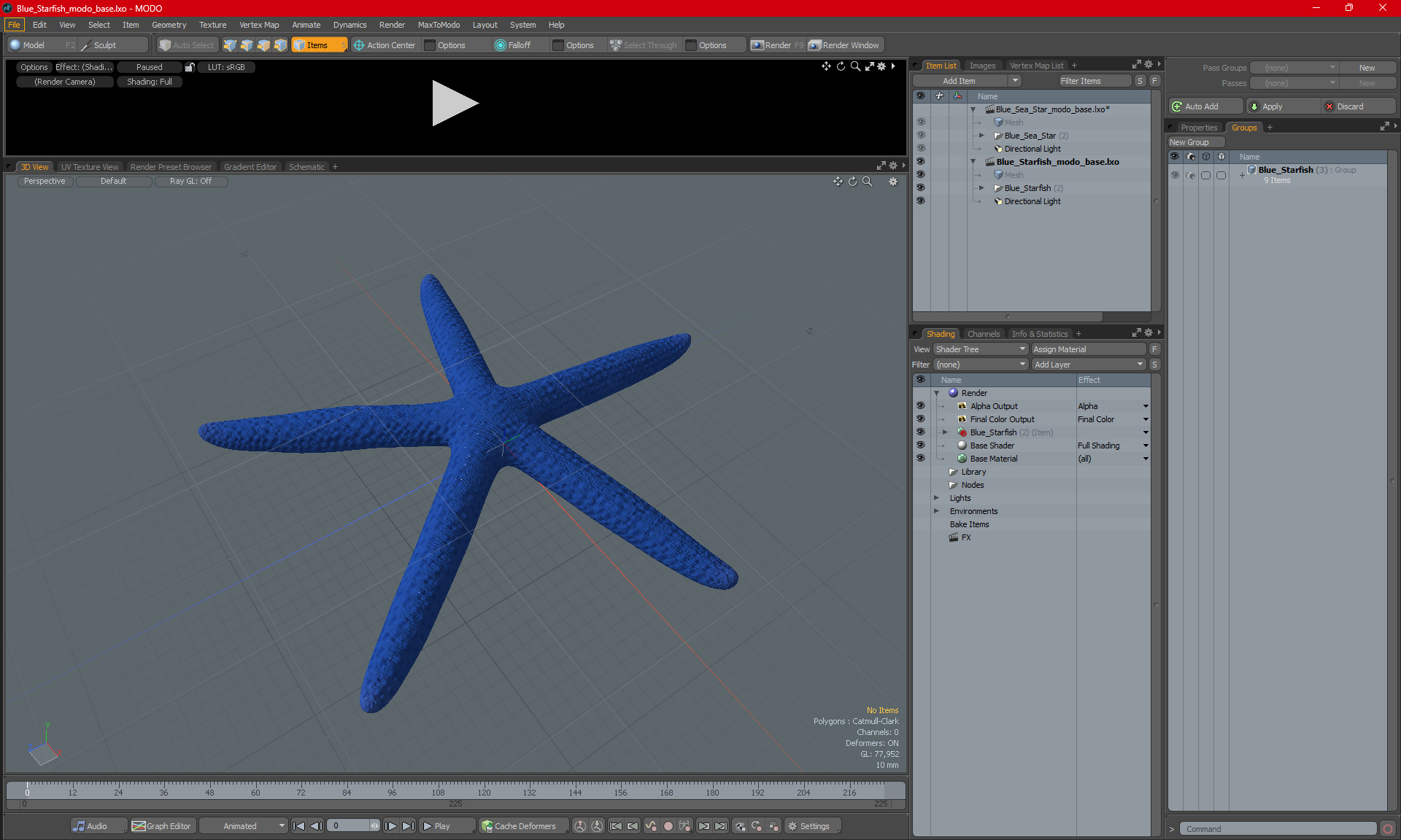 3D Blue Starfish model