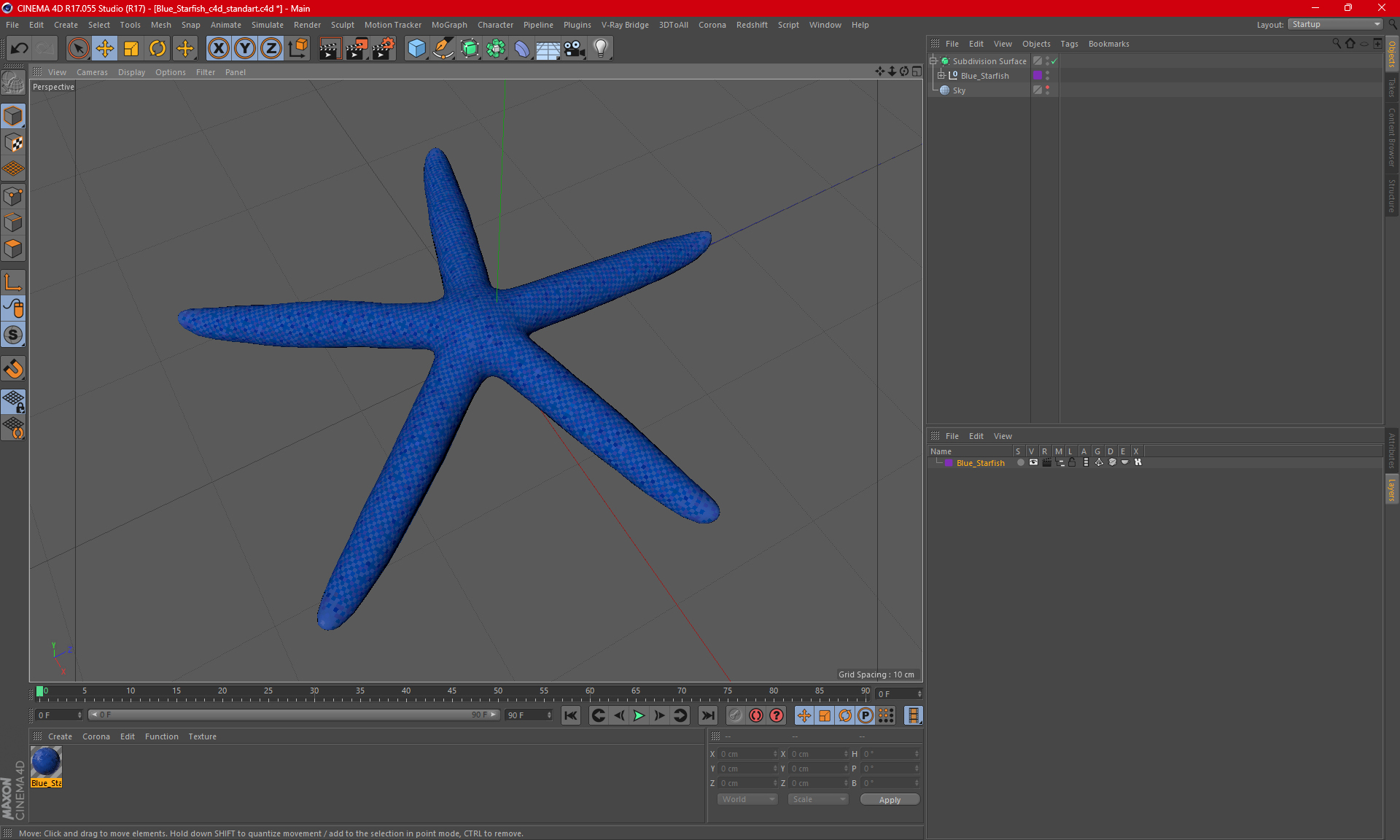 3D Blue Starfish model