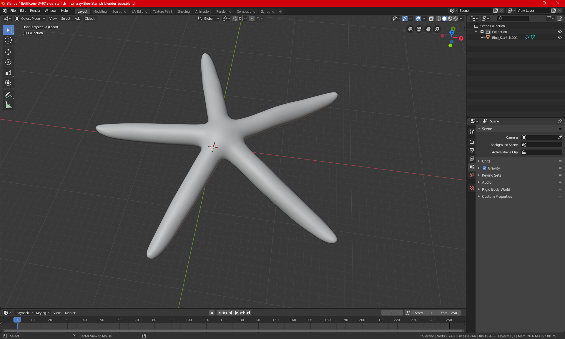 3D Blue Starfish model