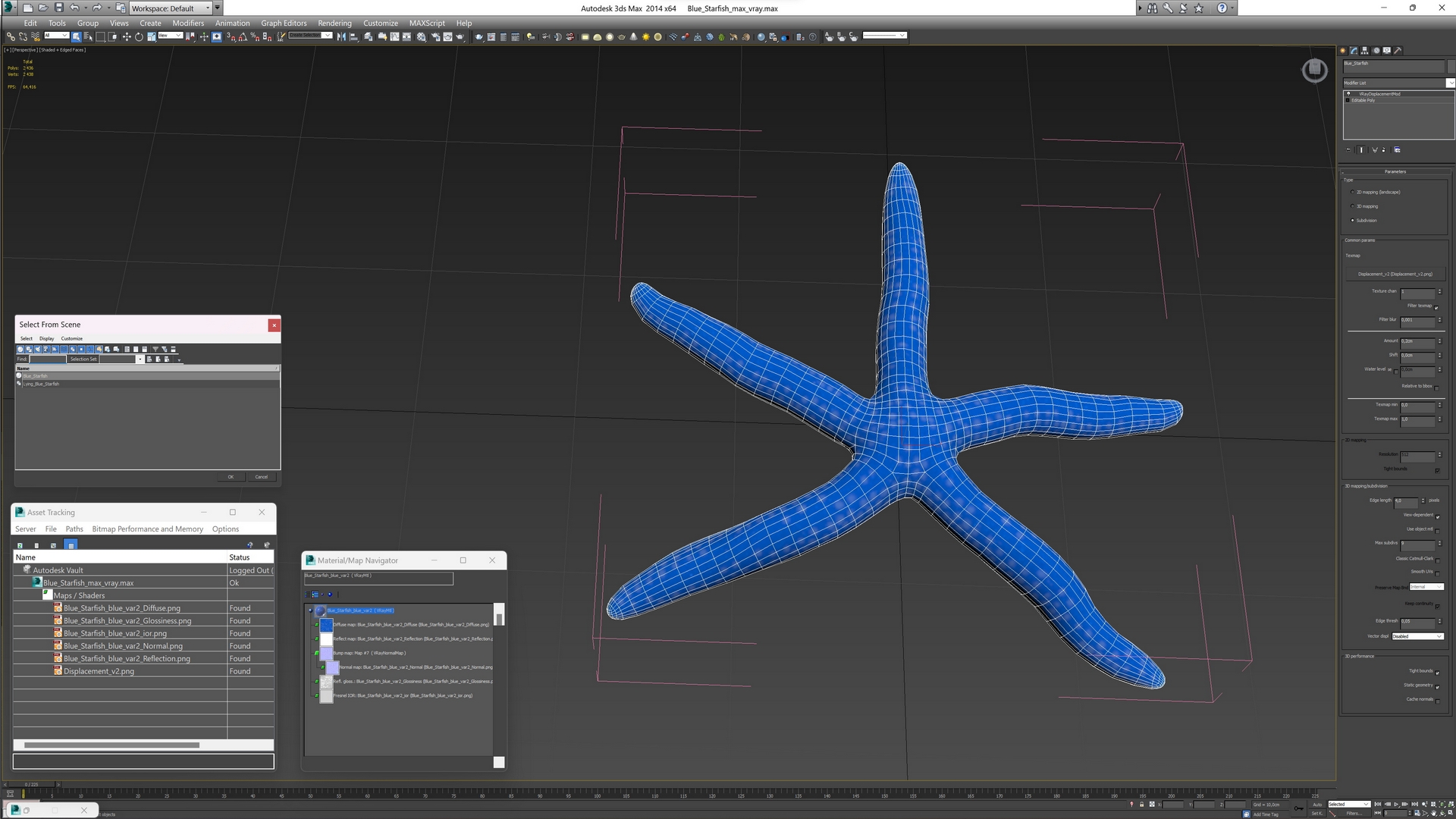 3D Blue Starfish model