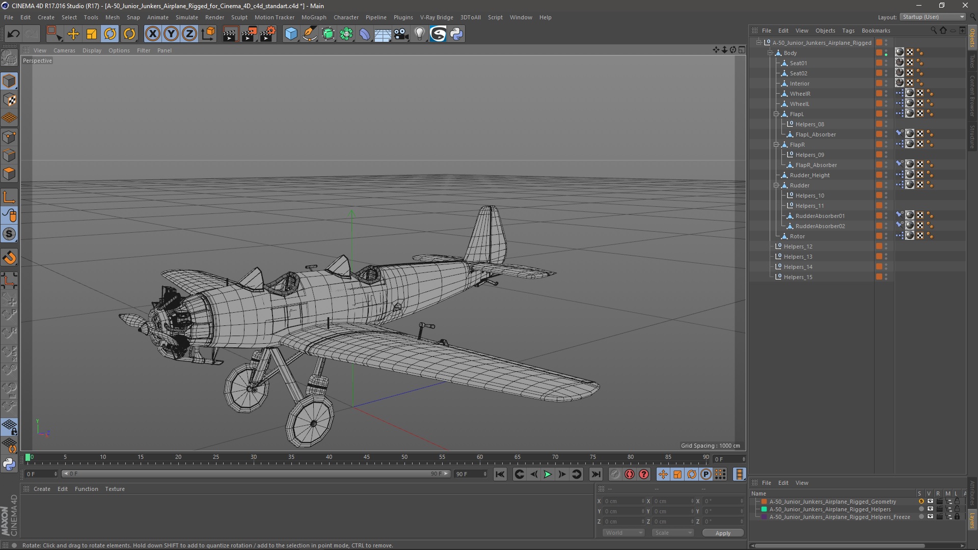 A-50 Junior Junkers Airplane Rigged for Cinema 4D 3D model