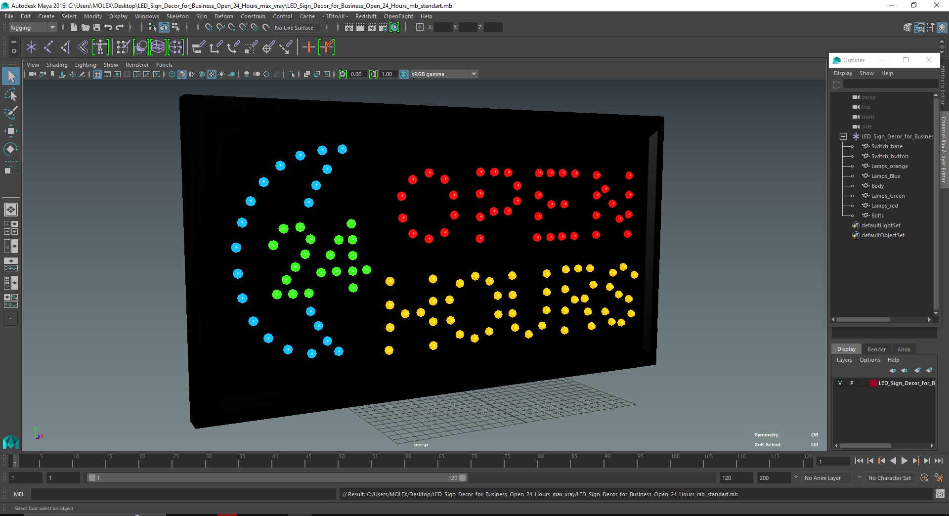 3D LED Sign Decor for Business Open 24 Hours