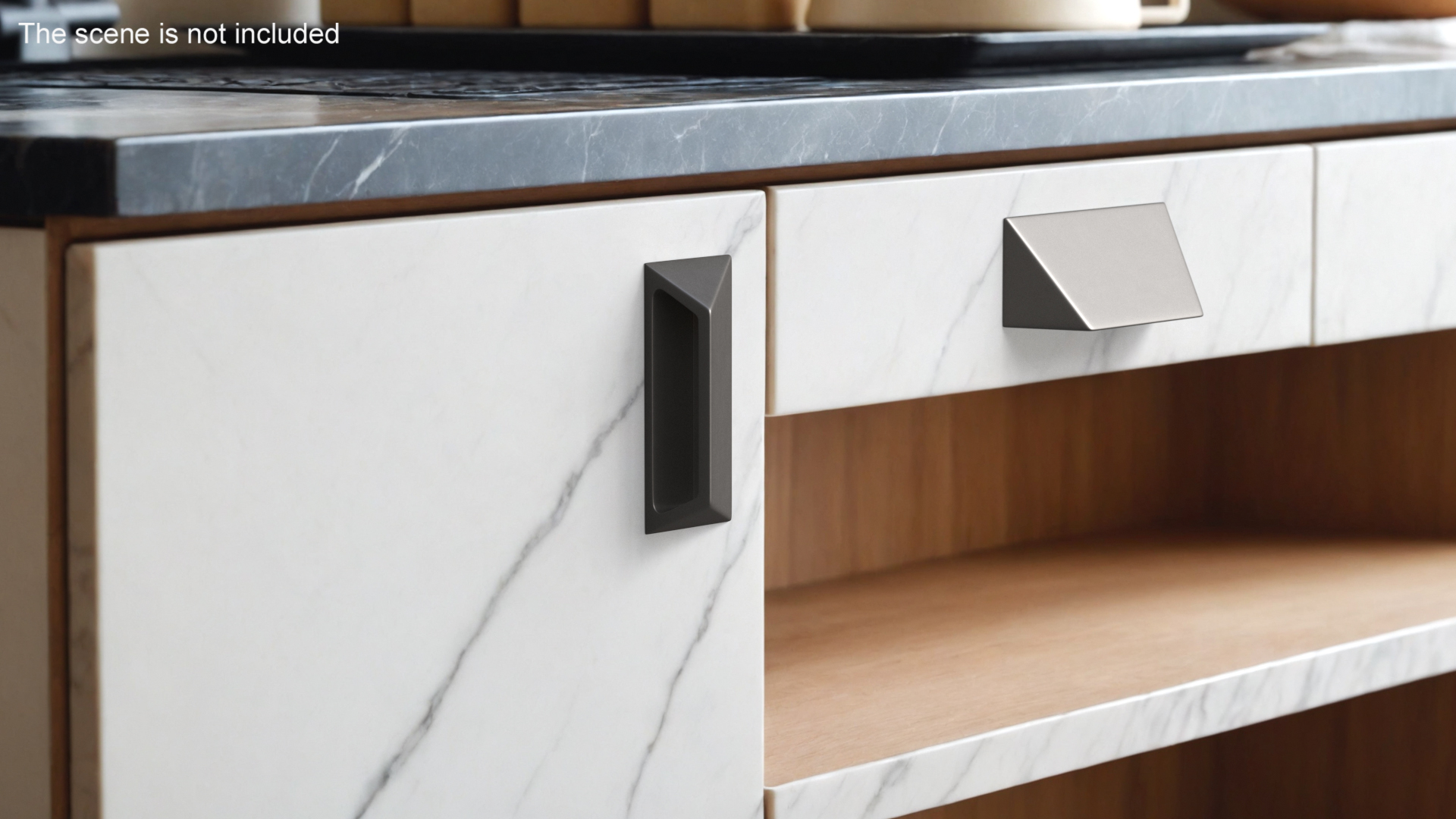 3D model Kitchen Cabinet Handle Bin Pull Closed Silver