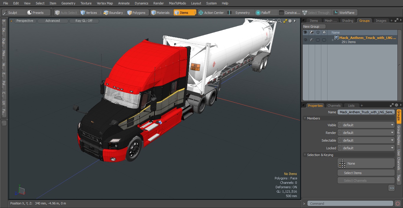 3D Mack Anthem Truck with LNG Semi Trailer Gas Tank model