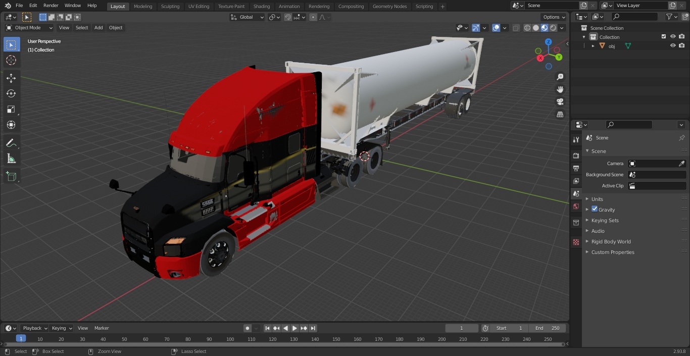 3D Mack Anthem Truck with LNG Semi Trailer Gas Tank model