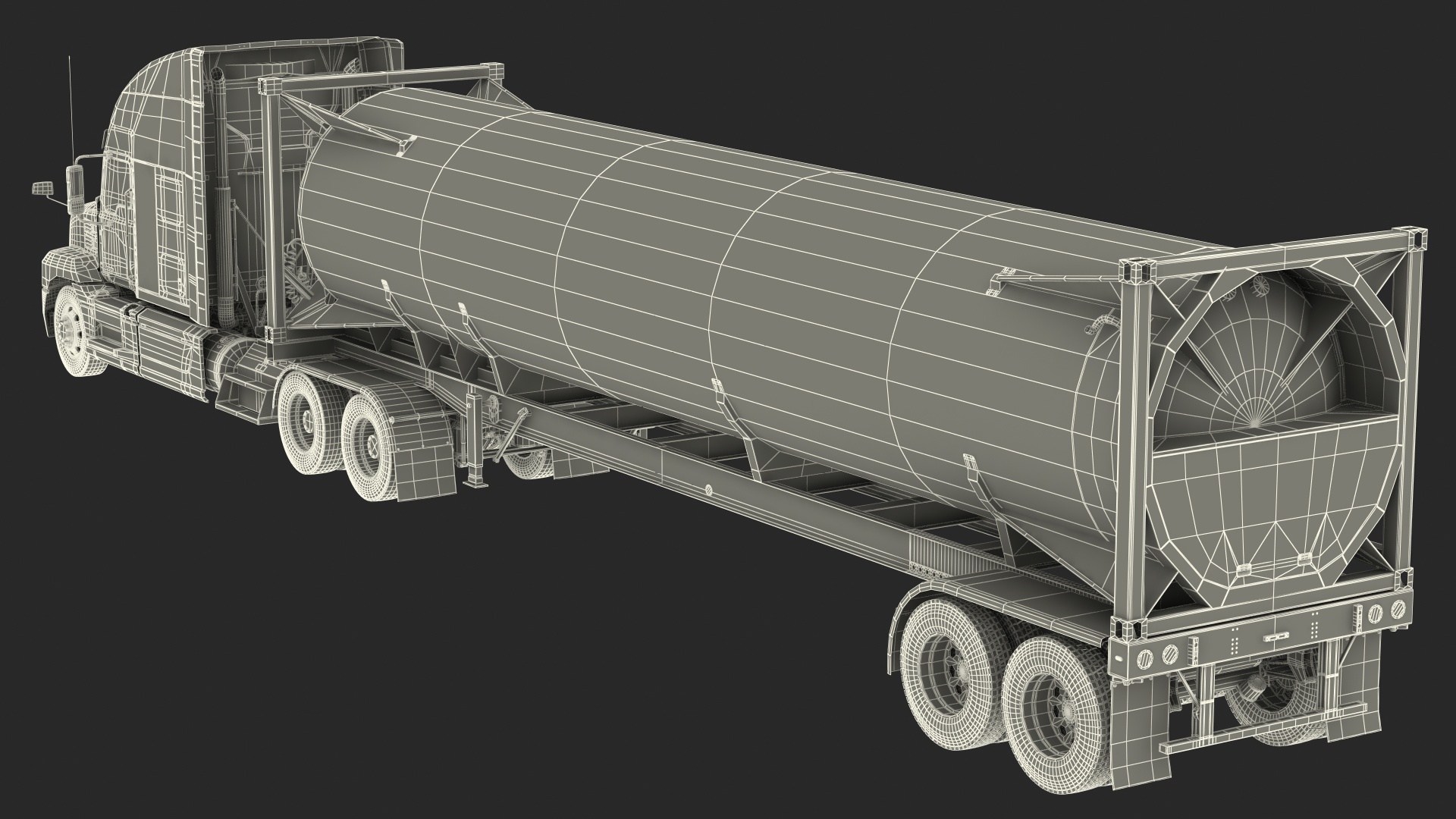 3D Mack Anthem Truck with LNG Semi Trailer Gas Tank model