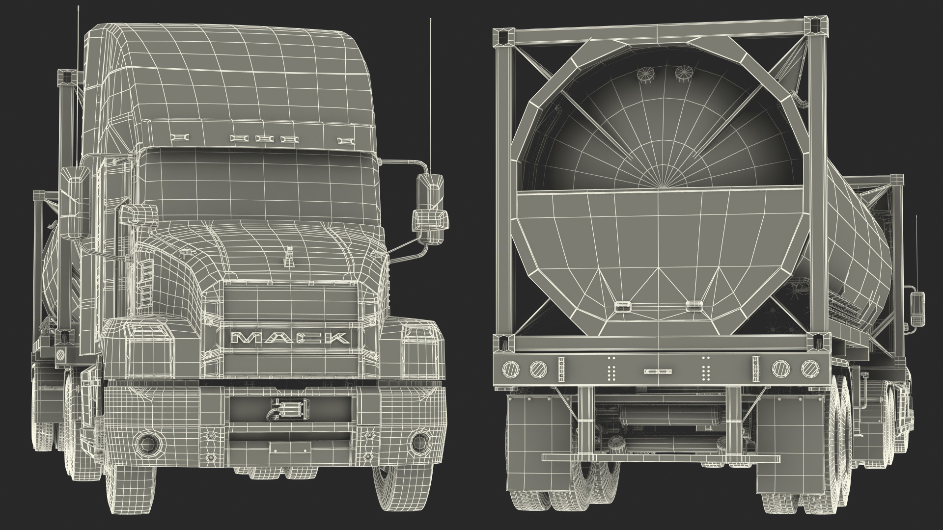 3D Mack Anthem Truck with LNG Semi Trailer Gas Tank model