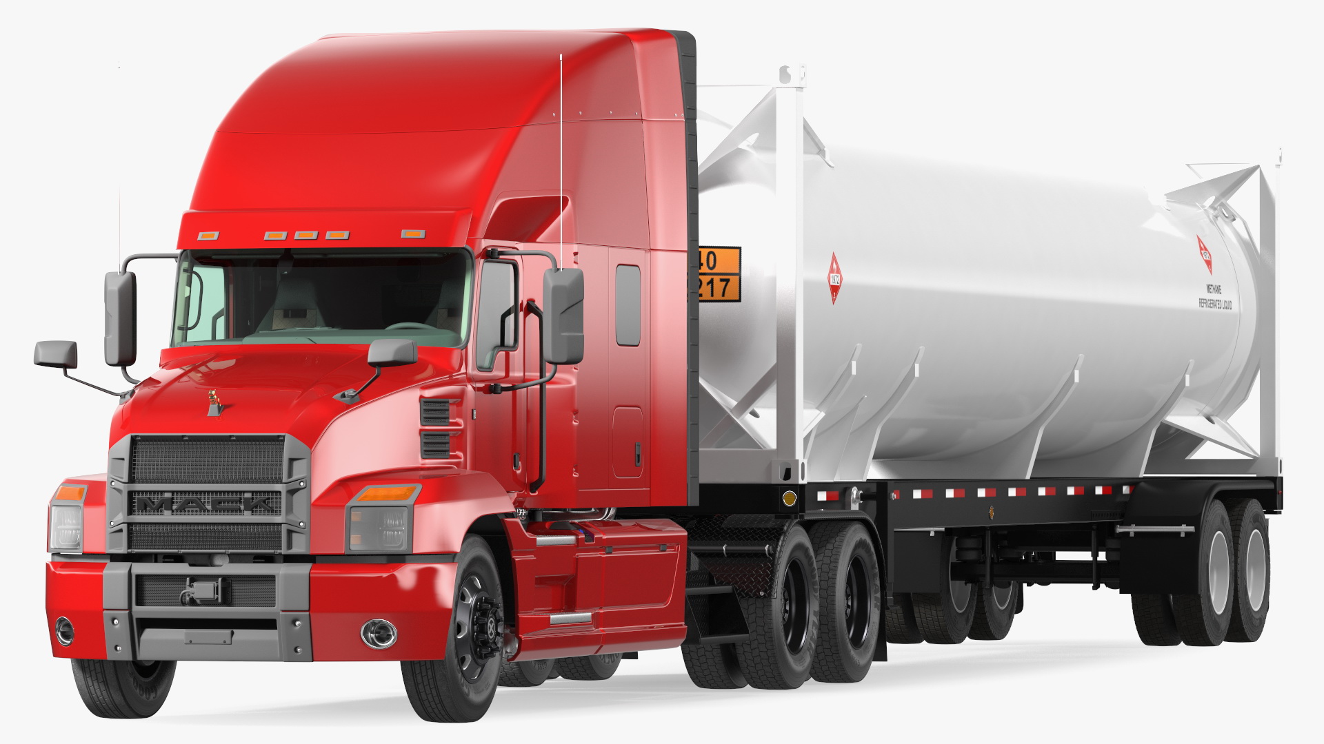 3D Mack Anthem Truck with LNG Semi Trailer Gas Tank model