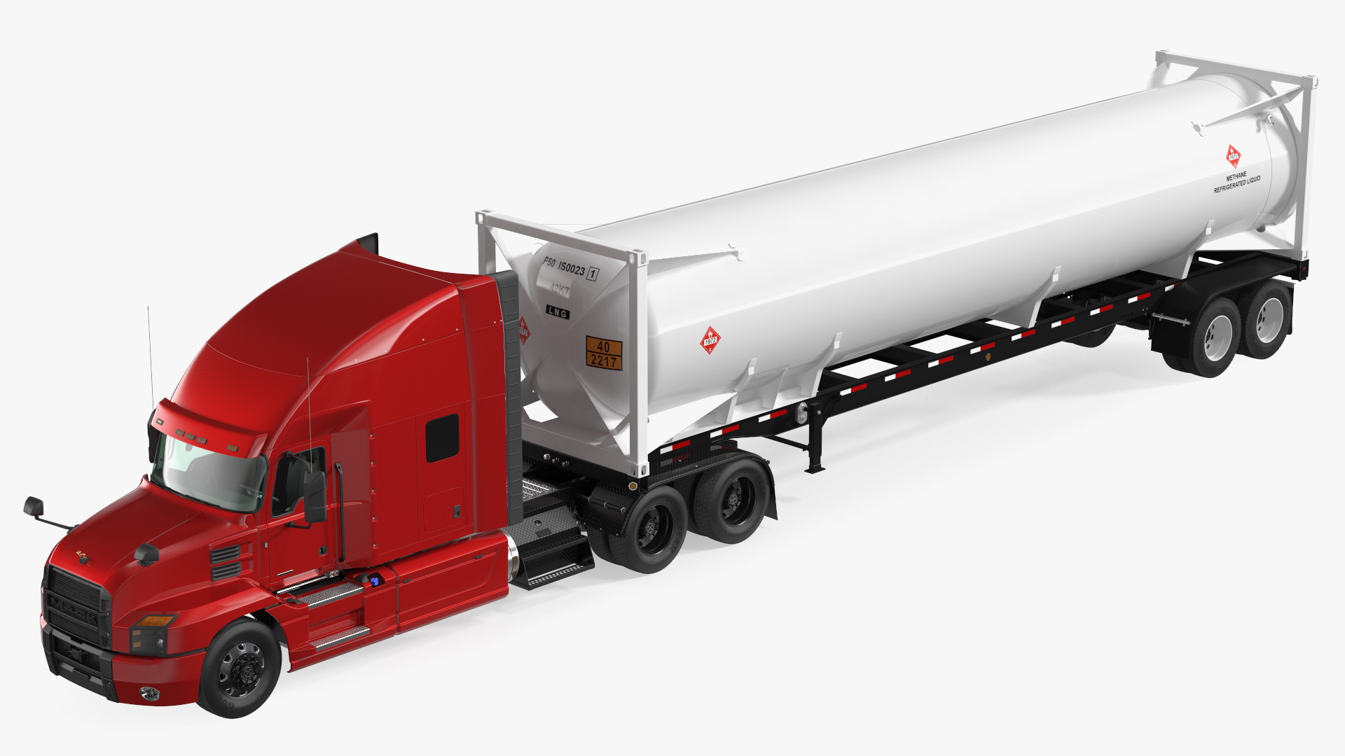 3D Mack Anthem Truck with LNG Semi Trailer Gas Tank model