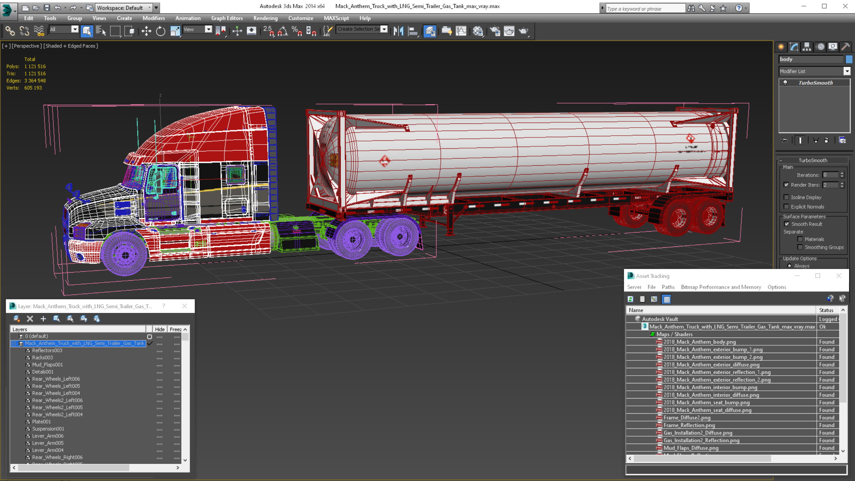 3D Mack Anthem Truck with LNG Semi Trailer Gas Tank model